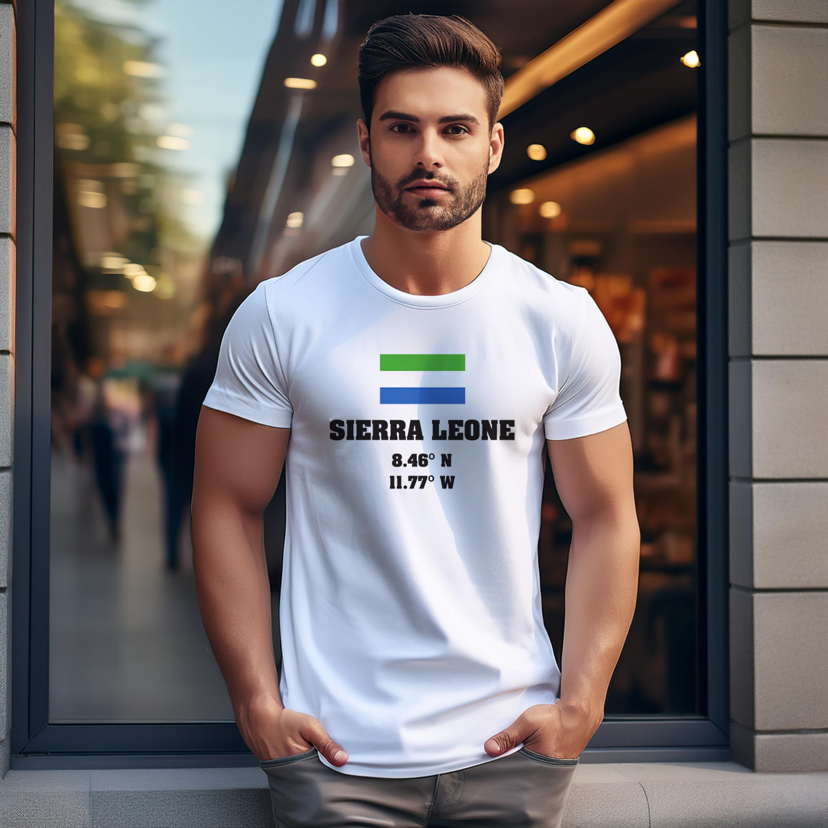 Sierra Leone Latitude Longitude Men Unisex T-Shirt