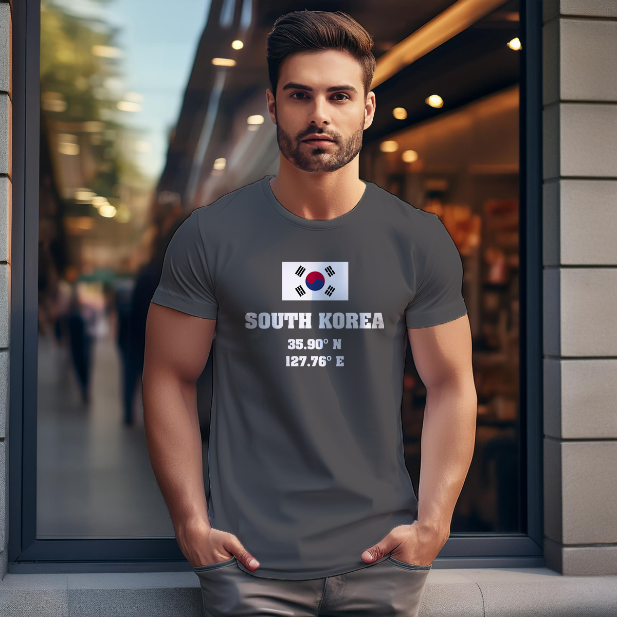 South Korea Latitude Longitude Men Unisex T-Shirt