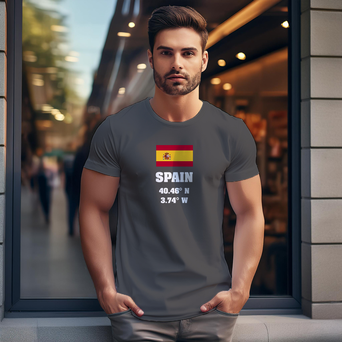 Spain Latitude Longitude Men Unisex T-Shirt