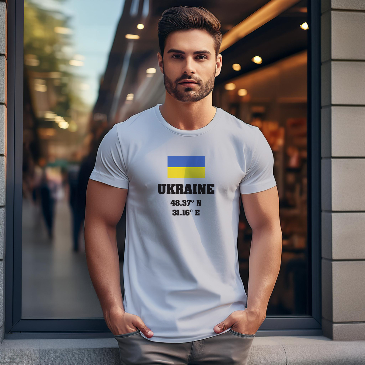 Ukraine Latitude Longitude Men Unisex T-Shirt