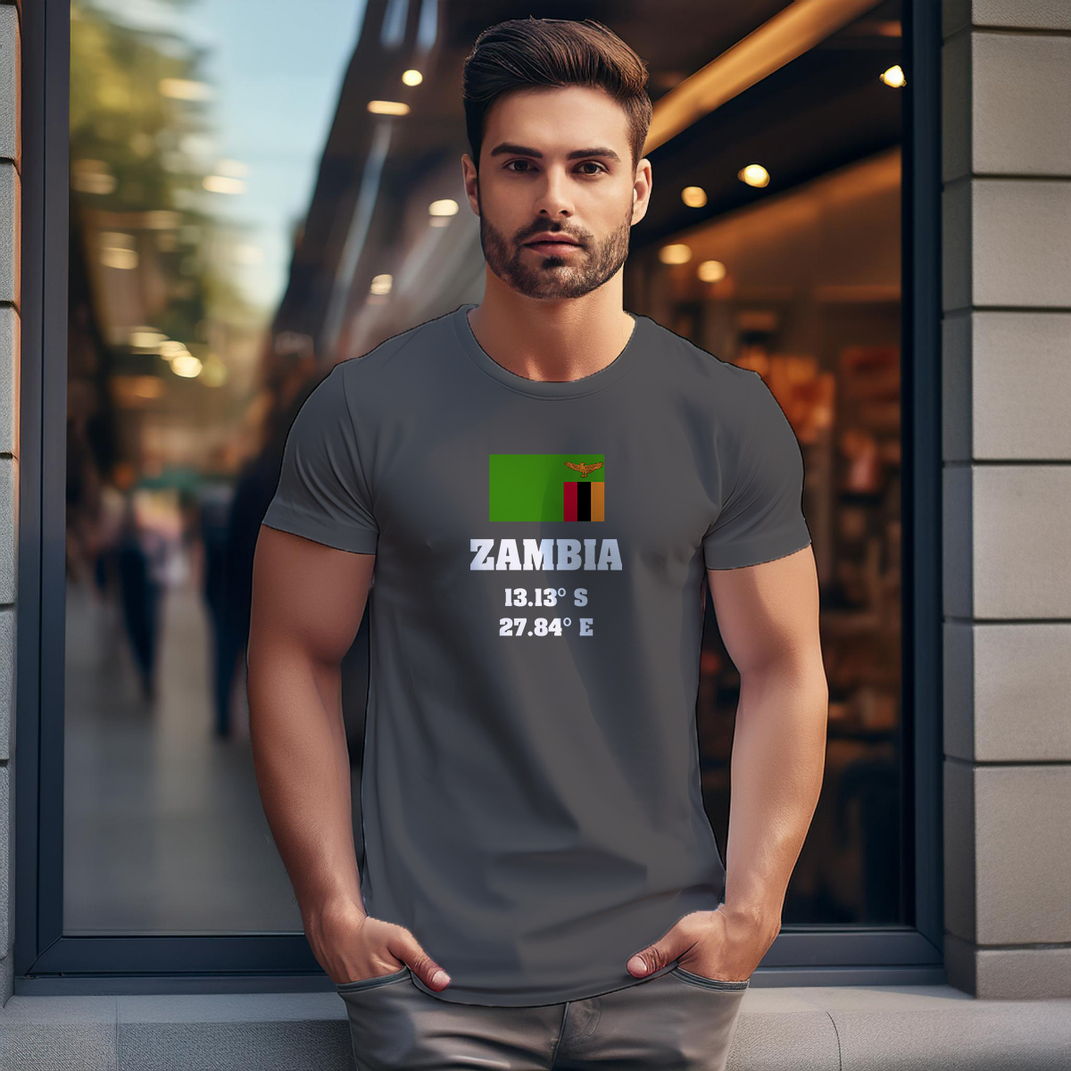 Zambia Latitude Longitude Men Unisex T-Shirt