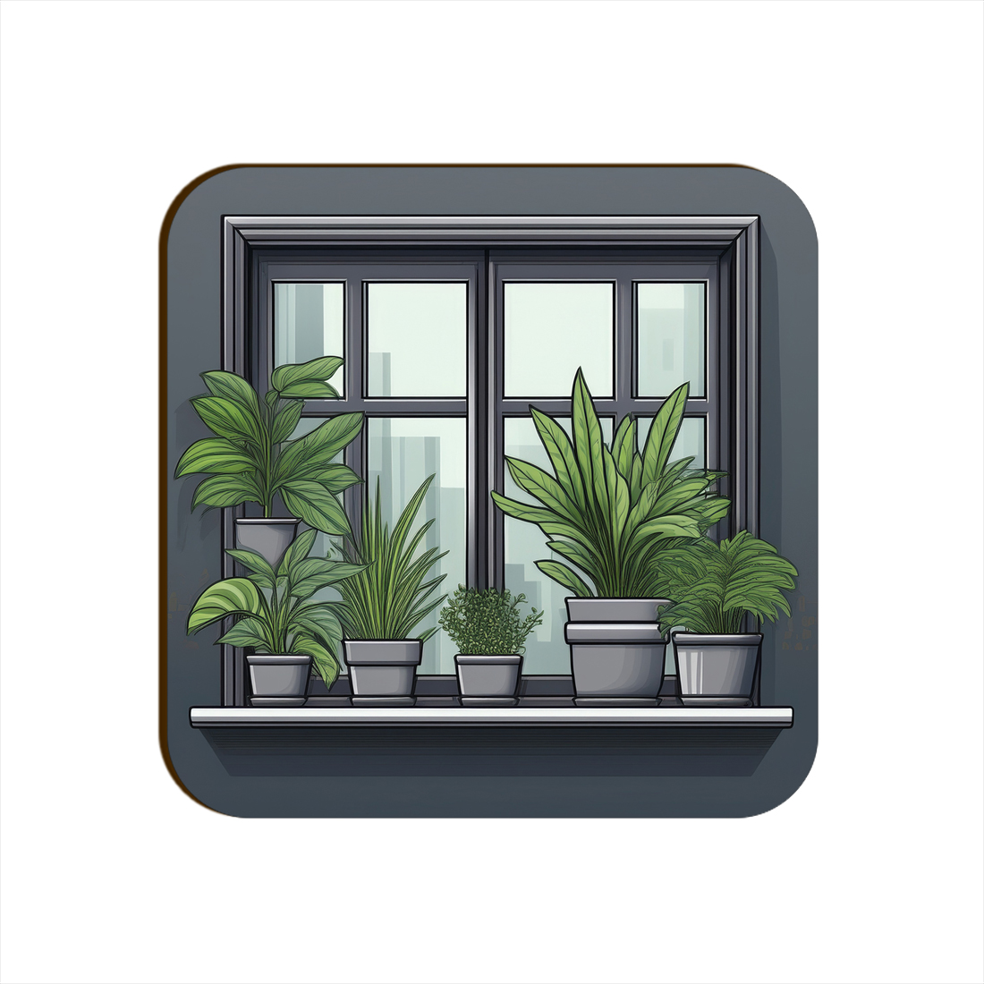 Charcoal Grey Window Plants Pots Square Coaster Style #5