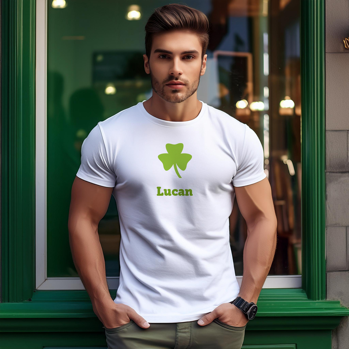 Lucan Shamrock Men Unisex T-Shirt (White)