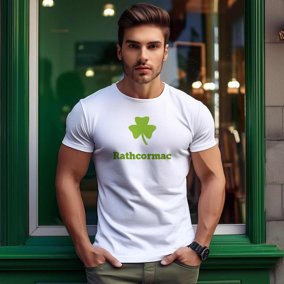 Rathcormac Shamrock Men Unisex T-Shirt (White)
