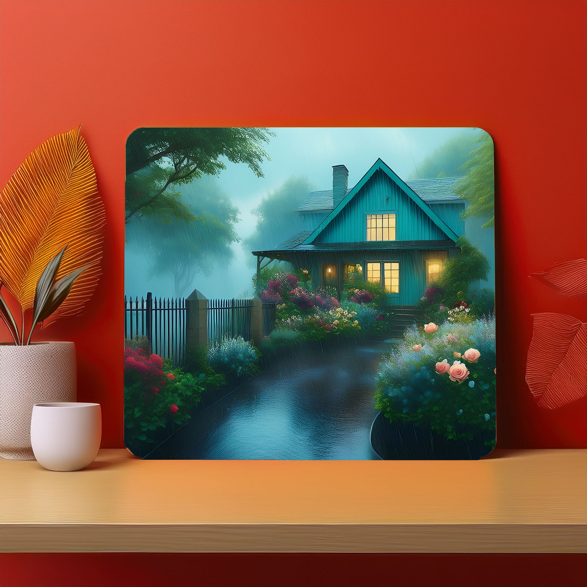 Home Town Raining Fog Fence Fog Mousepad (Style #10)