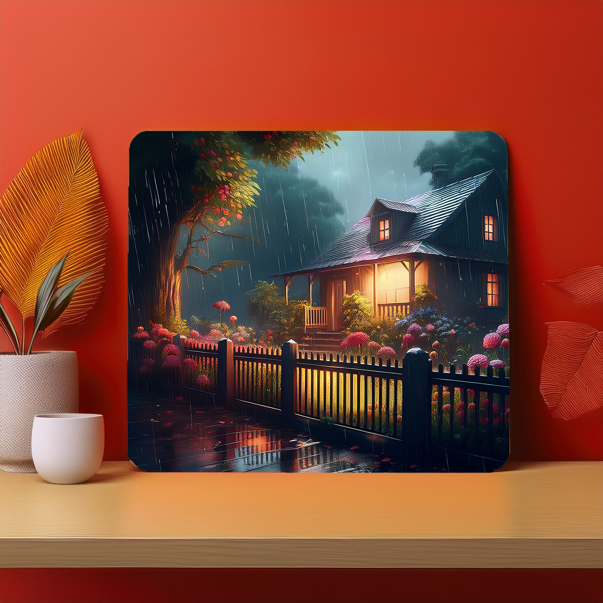 Home Town Raining Fog Fence Fog Mousepad (Style #13)