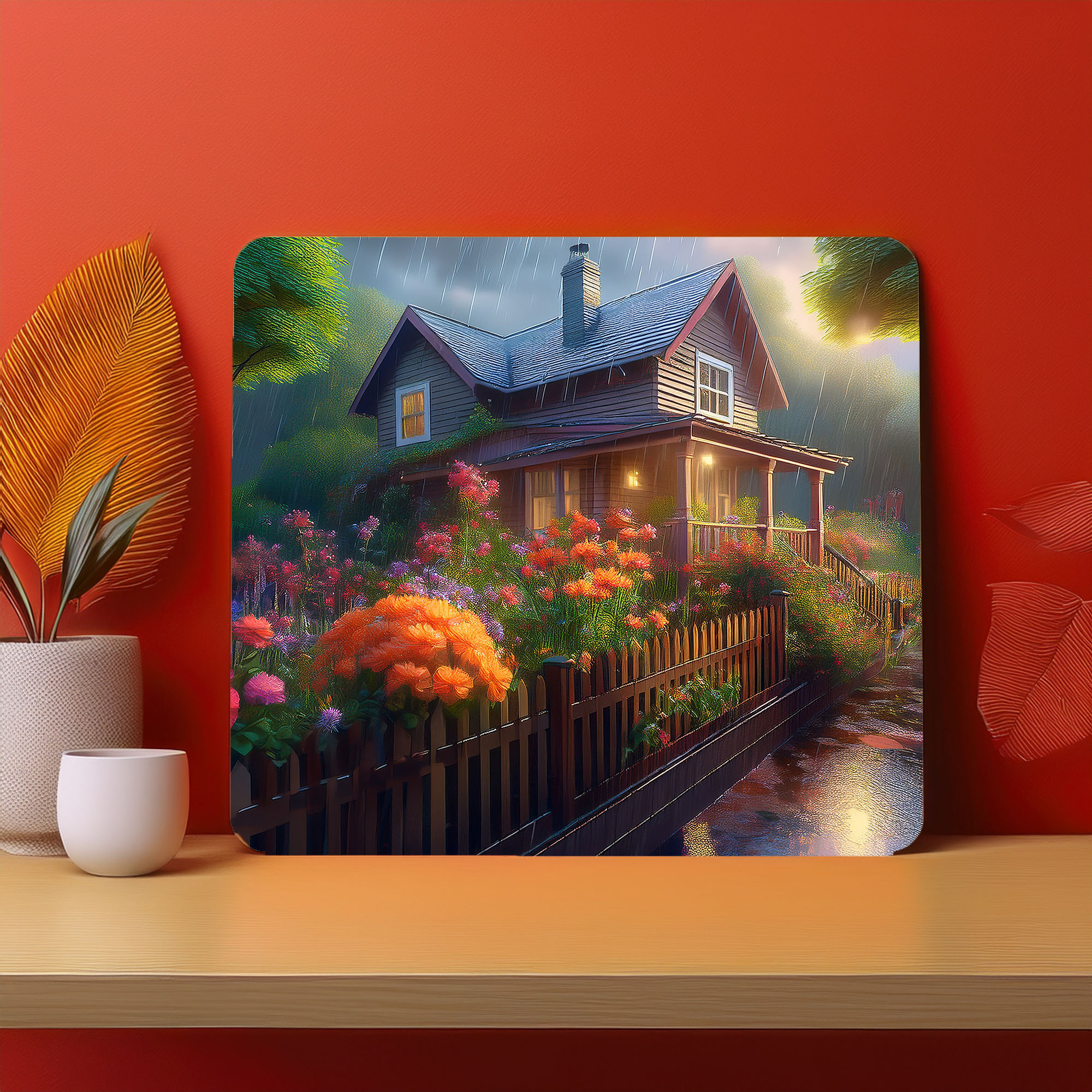 Home Town Raining Fog Fence Fog Mousepad (Style #8)