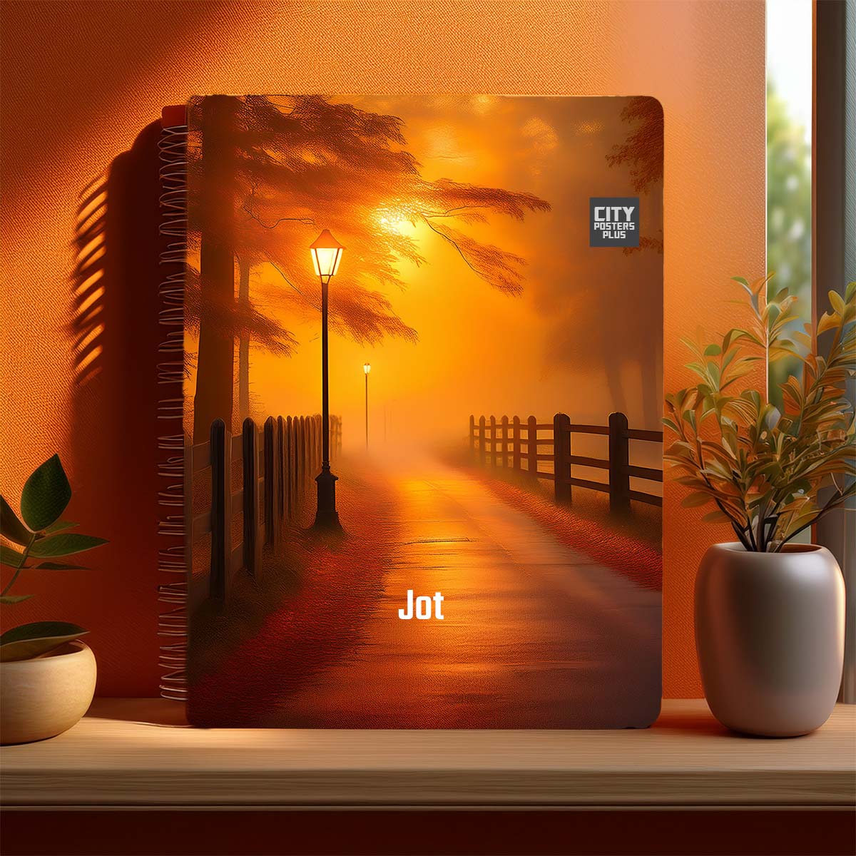 Jot Home Orange Morning Spiral Notebook – Orange Fog Street Lamp Cover