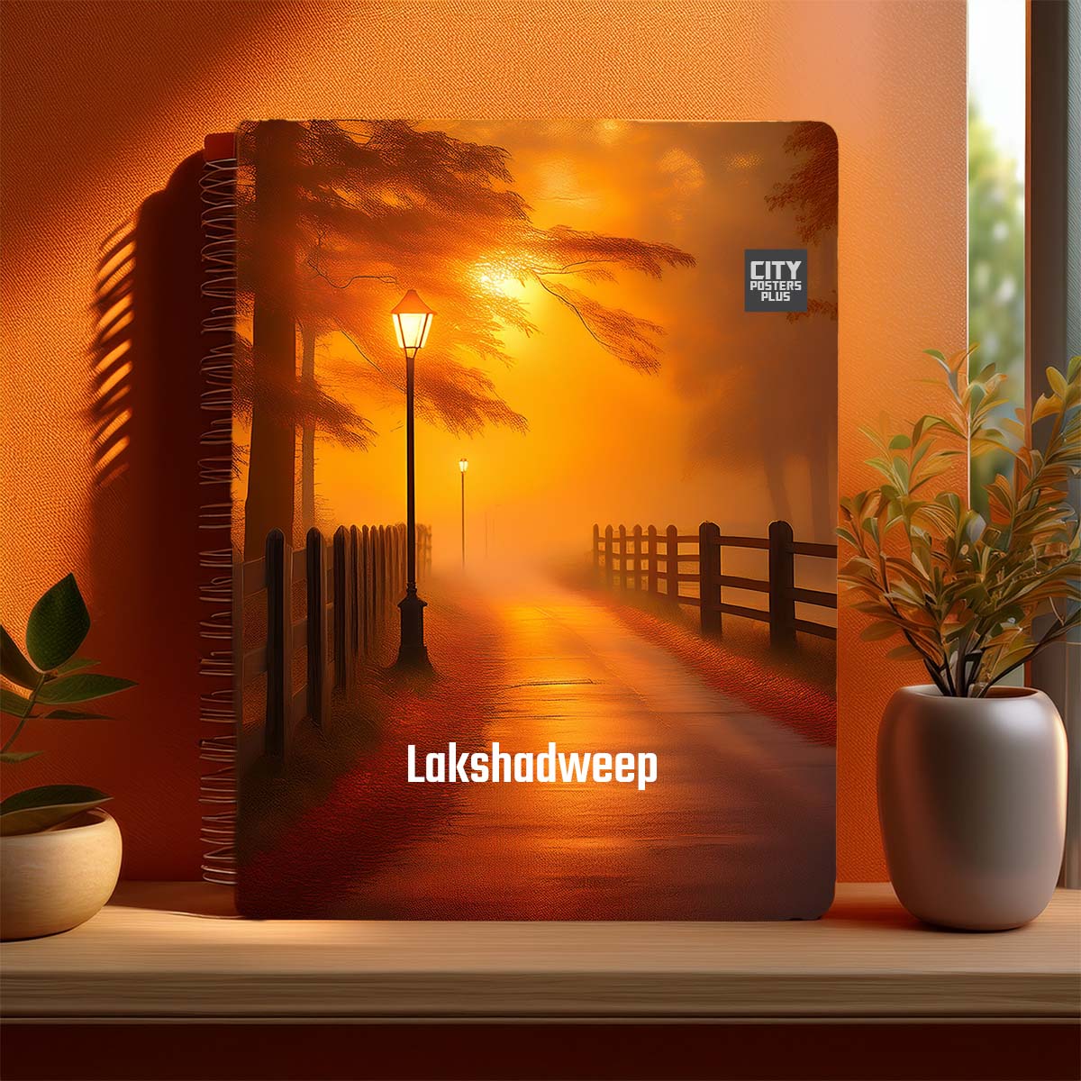 Lakshadweep Home Orange Morning Spiral Notebook – Orange Fog Street Lamp Cover
