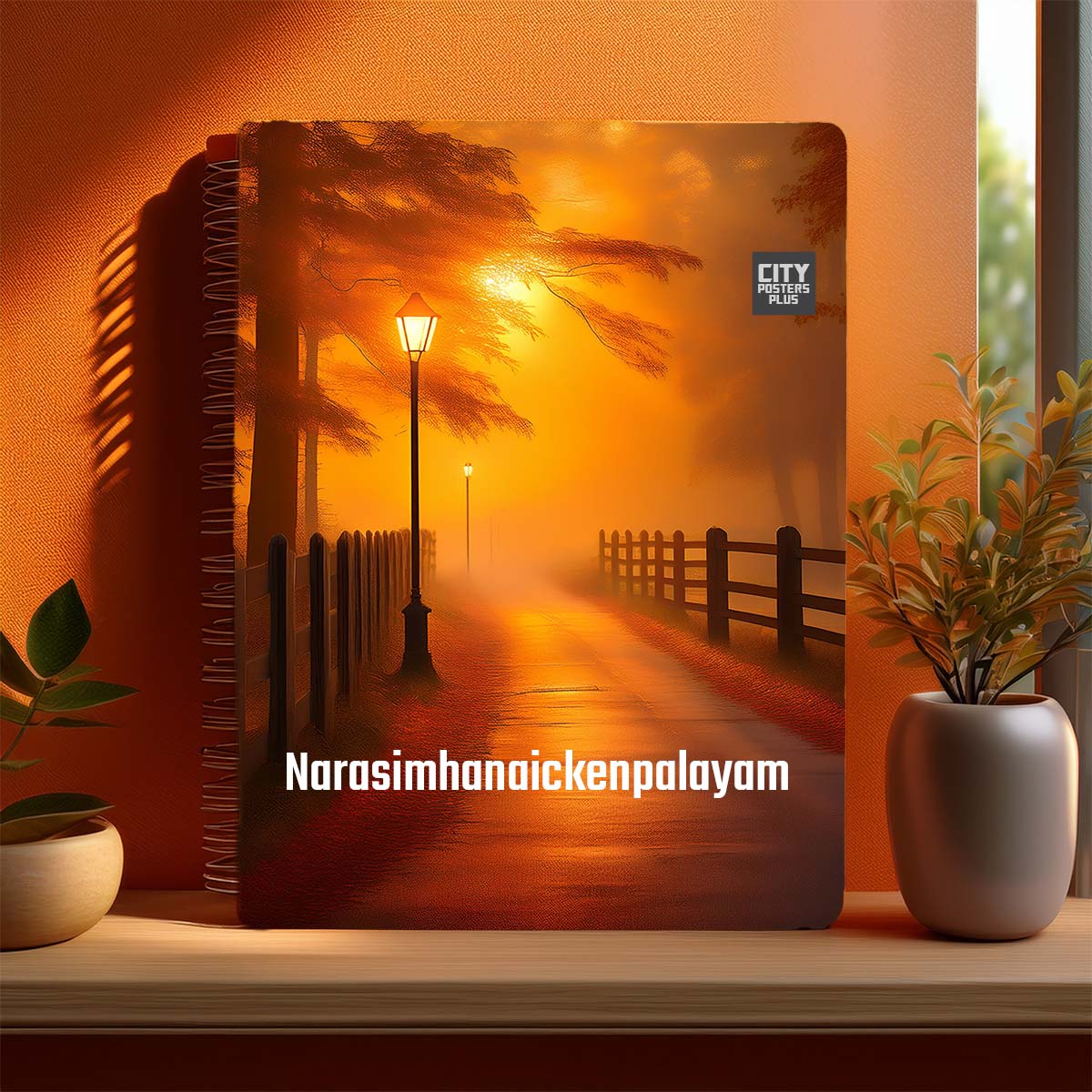 Narasimhanaickenpalayam Home Orange Morning Spiral Notebook – Orange Fog Street Lamp Cover