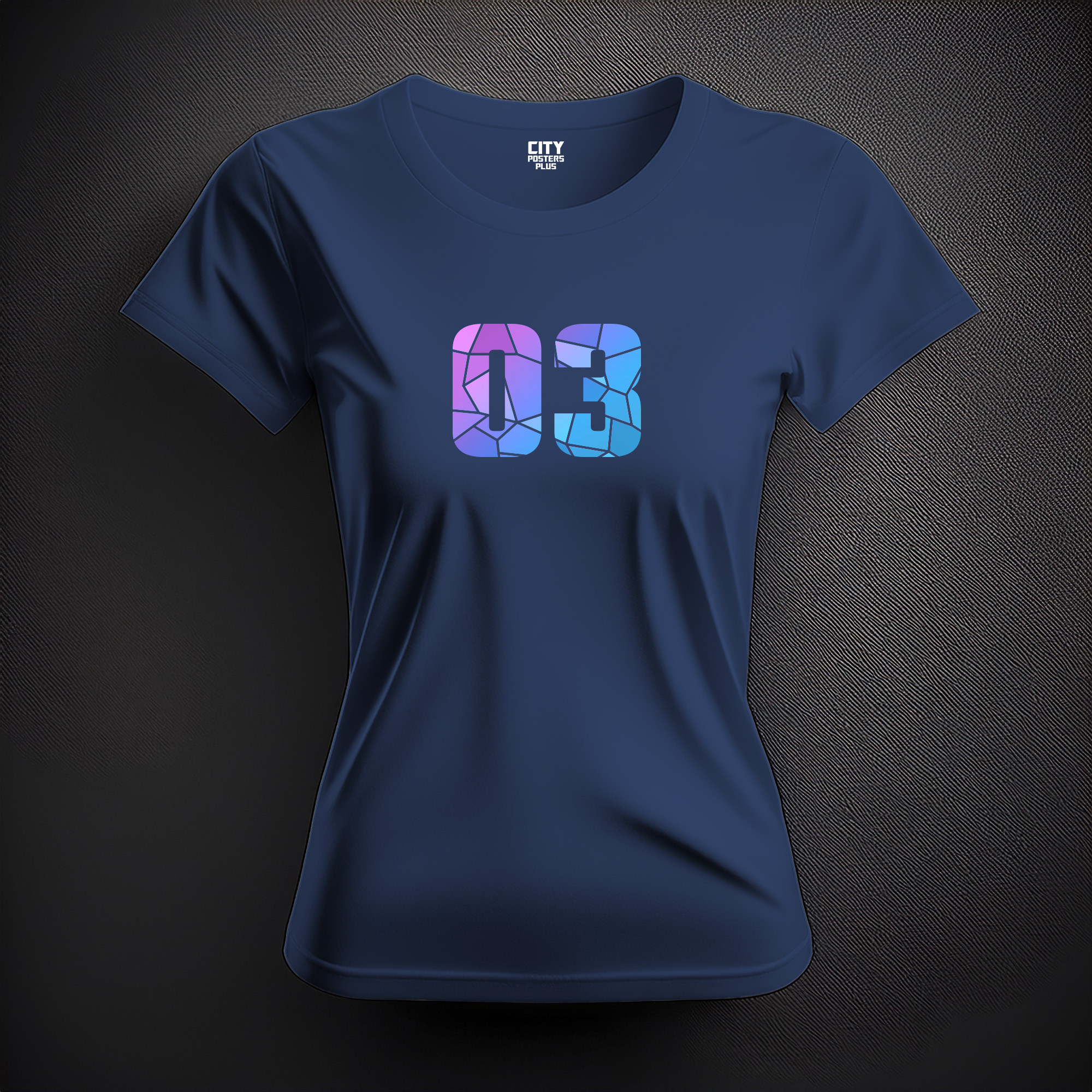 03 Number Women T-Shirt (Navy Blue)