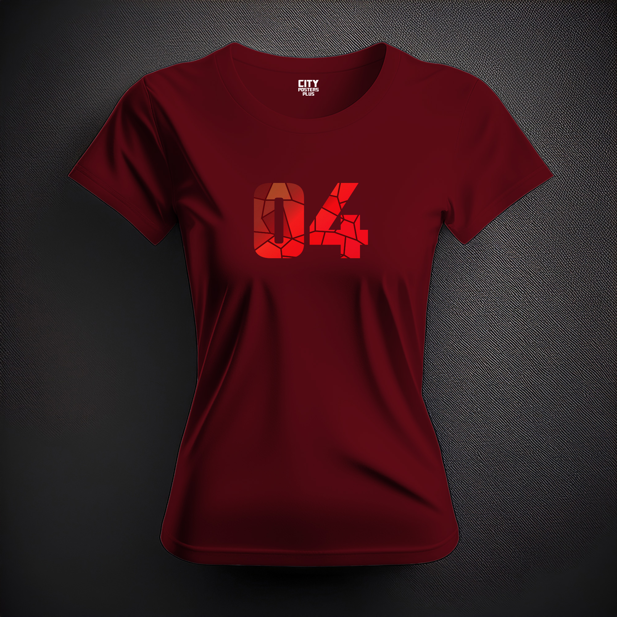 04 Number Women T-Shirt (Maroon)