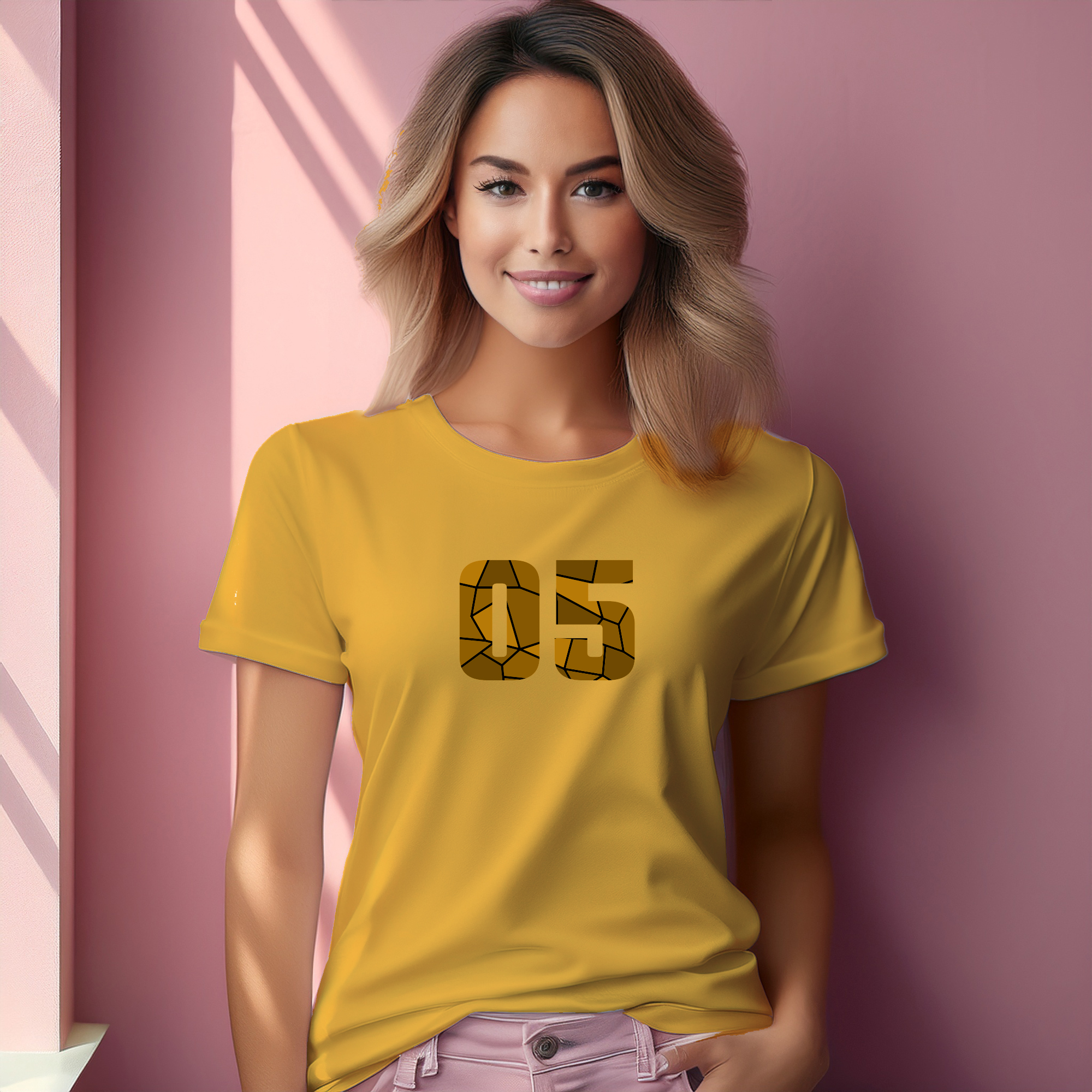 05 Number Women T-Shirt (Golden Yellow)
