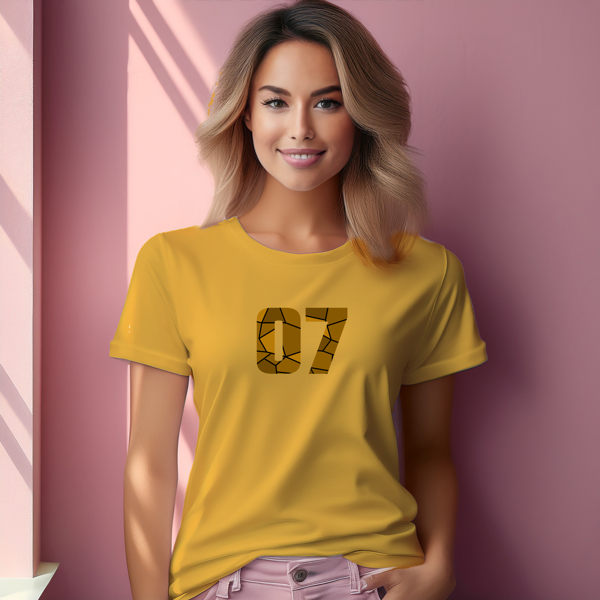 07 Number Women T-Shirt (Golden Yellow)