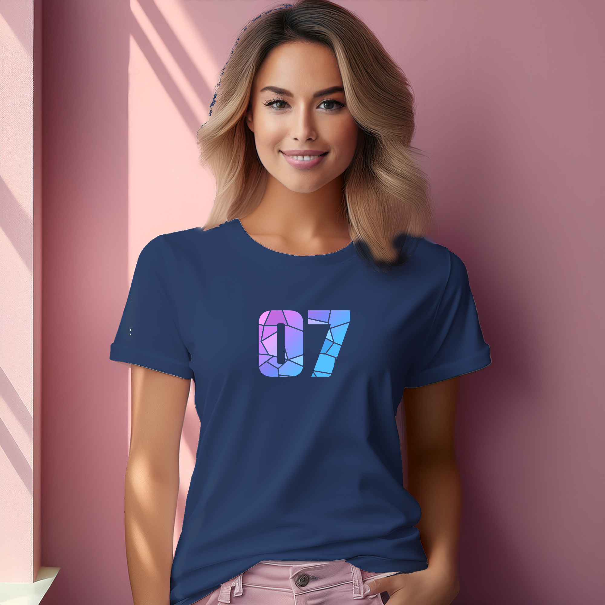 07 Number Women T-Shirt (Navy Blue)