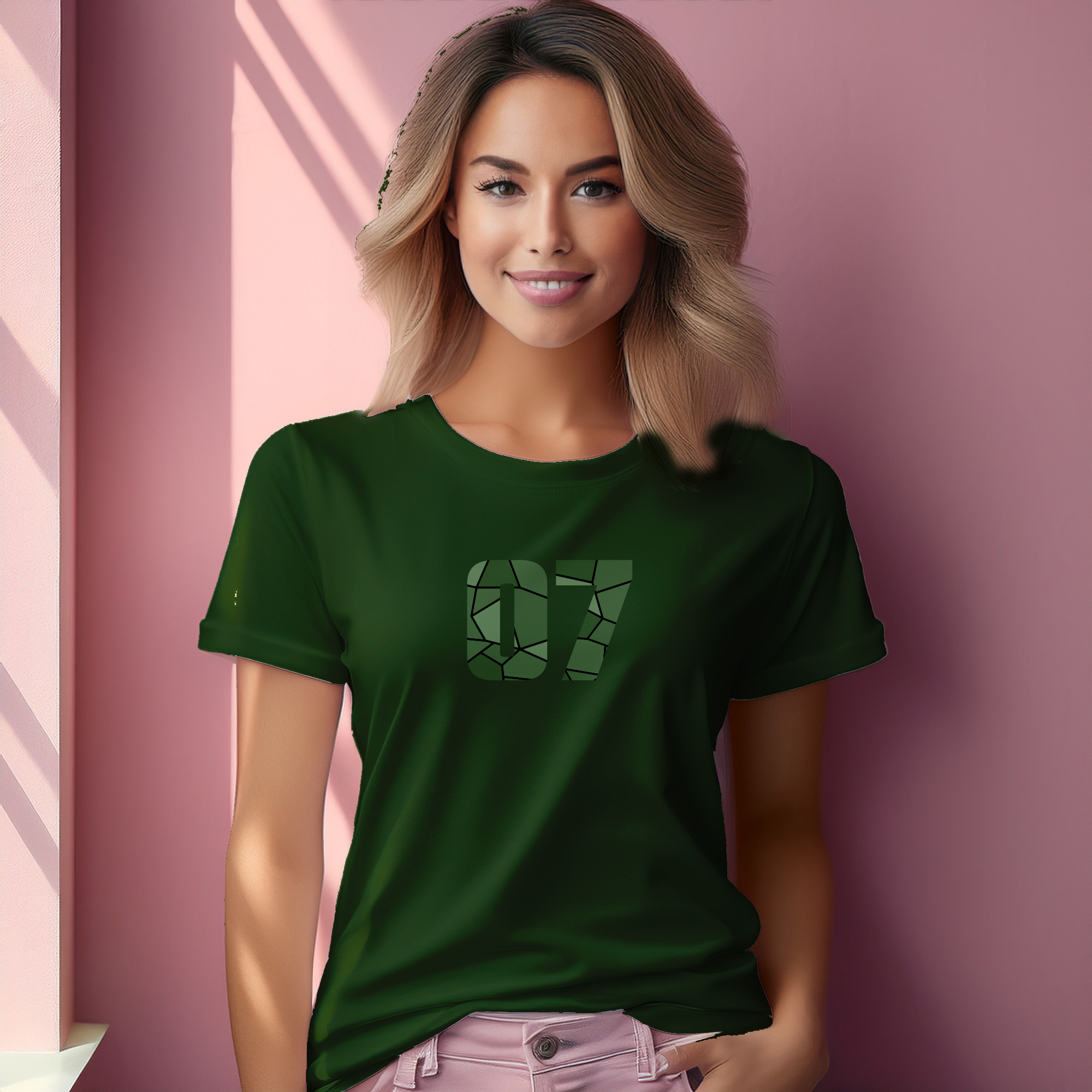 07 Number Women T-Shirt (Olive Green)