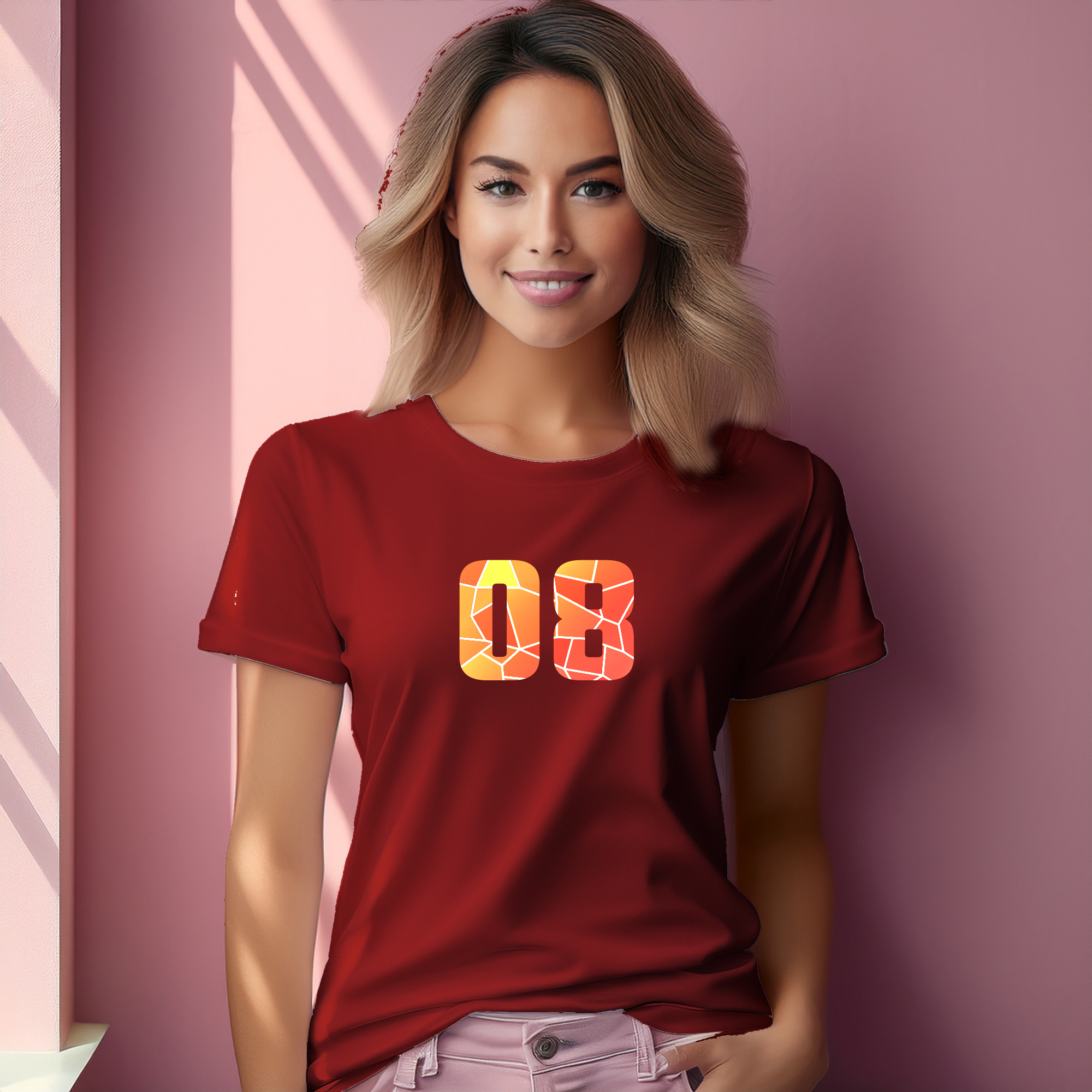 08 Number Women T-Shirt (Red)