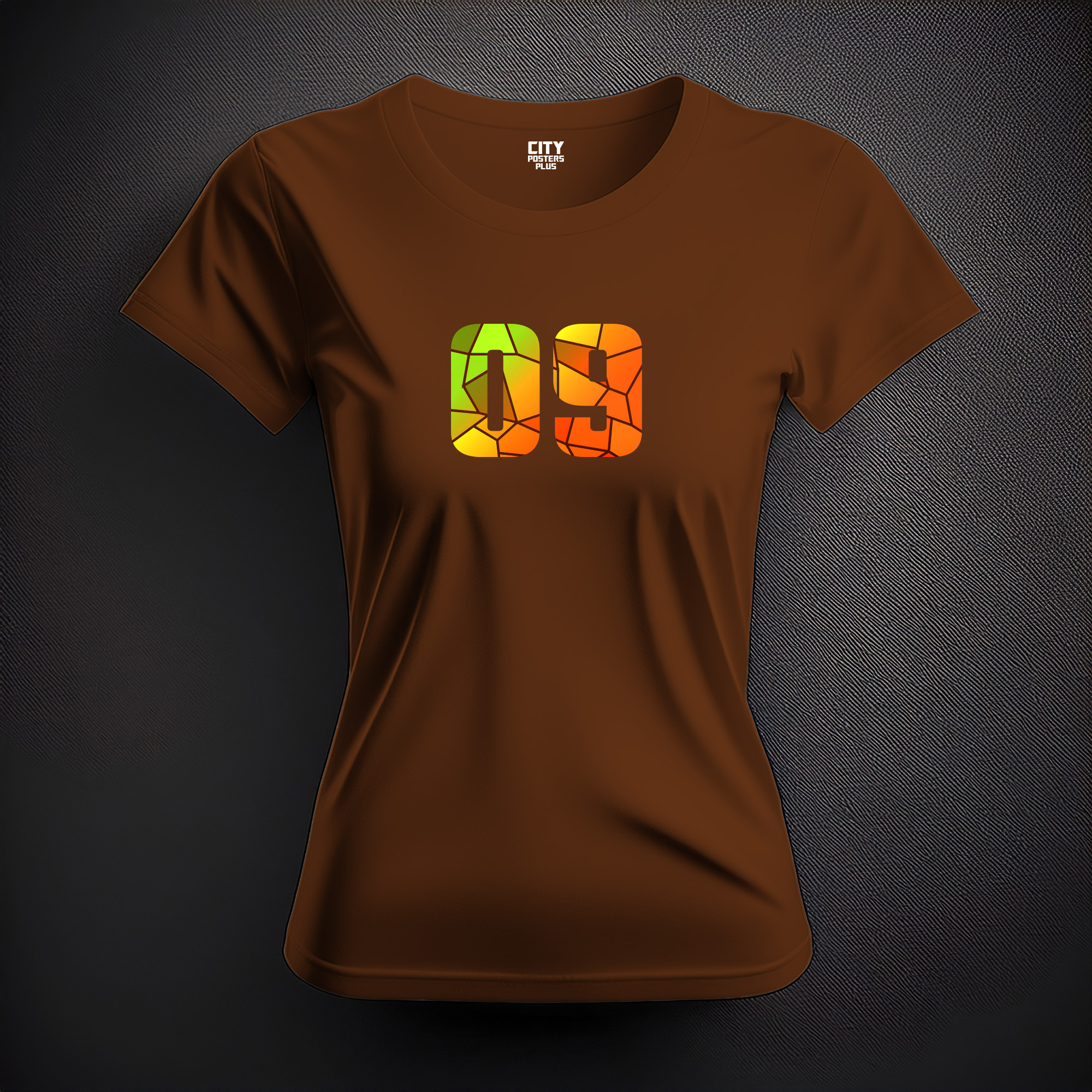 09 Number Women T-Shirt (Brown)
