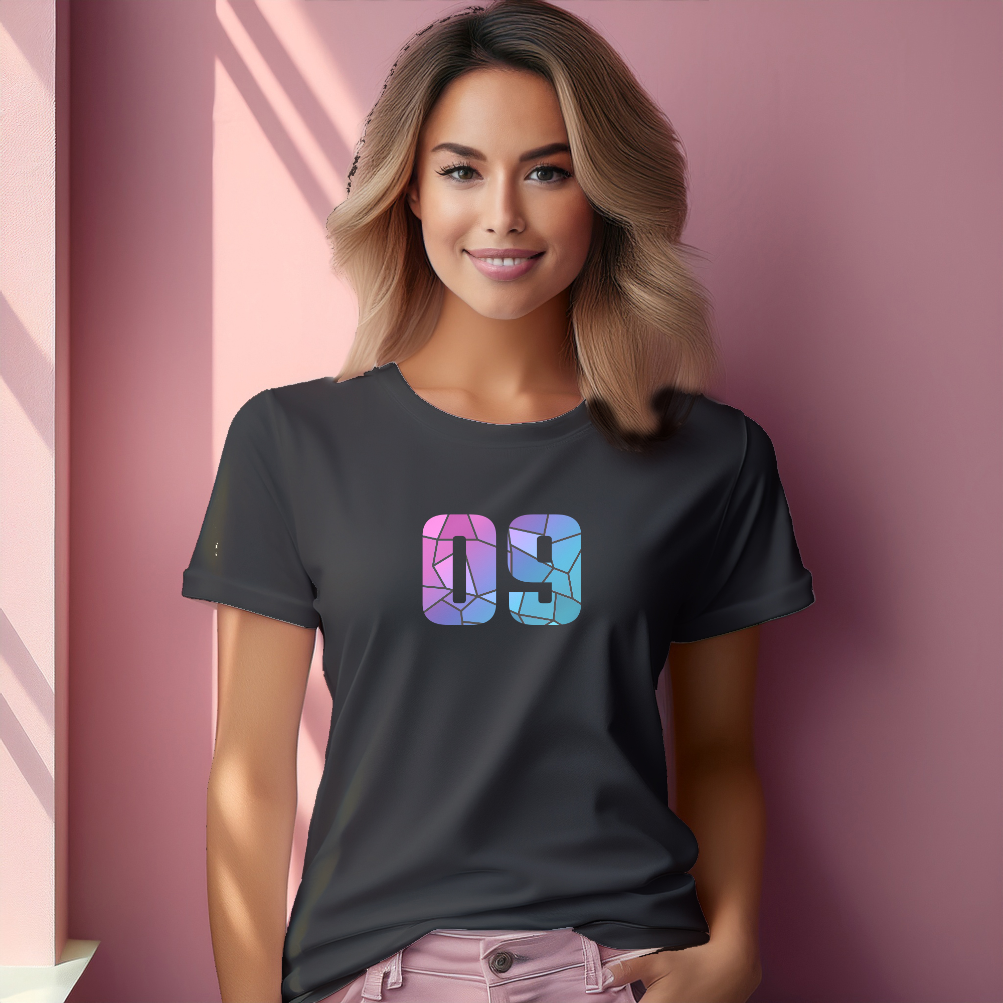 09 Number Women T-Shirt (Charcoal Grey)