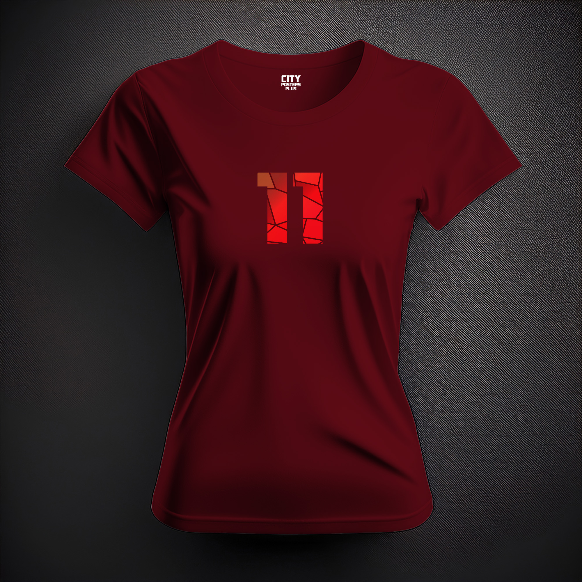 11 Number Women T-Shirt (Maroon)