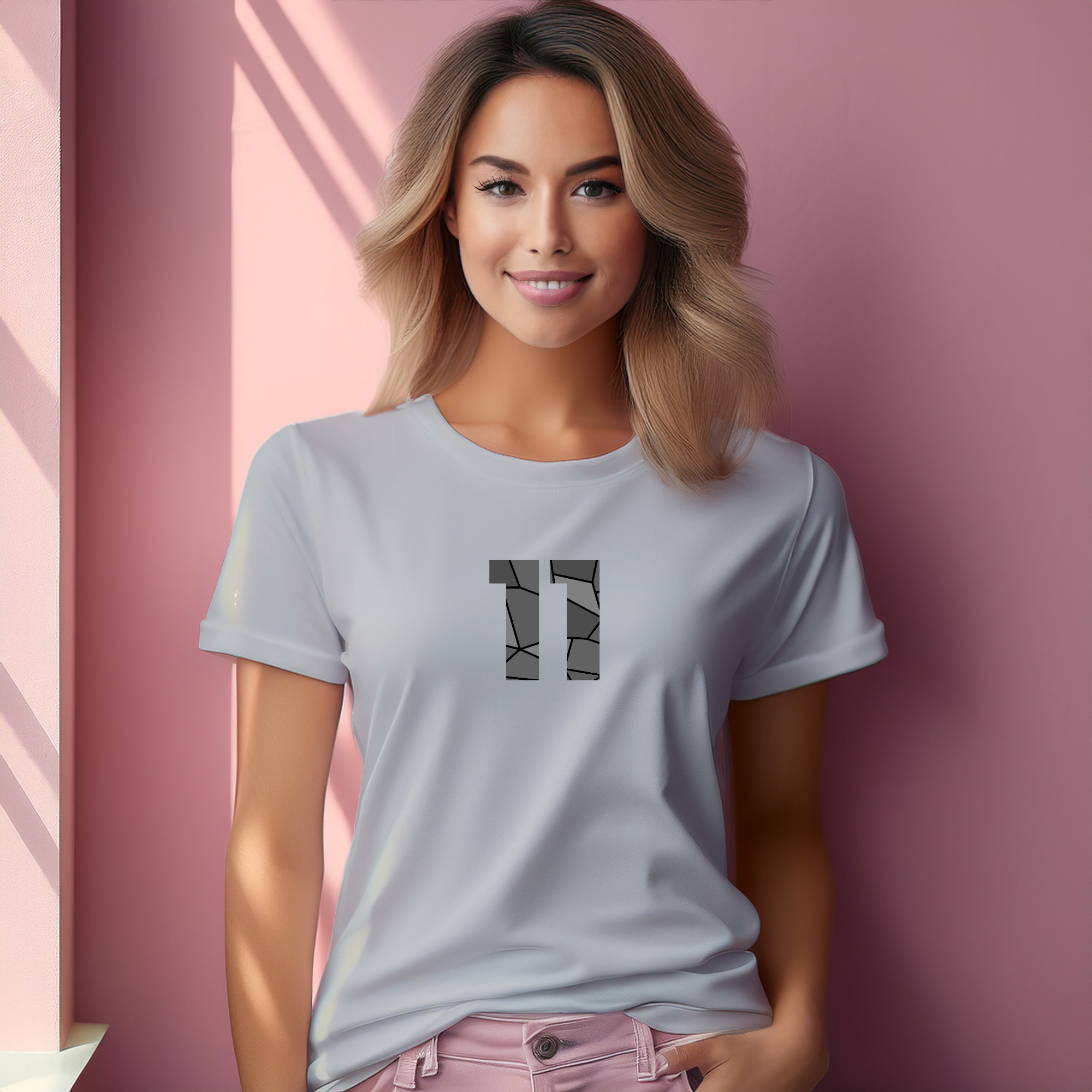 11 Number Women T-Shirt (Melange Grey)