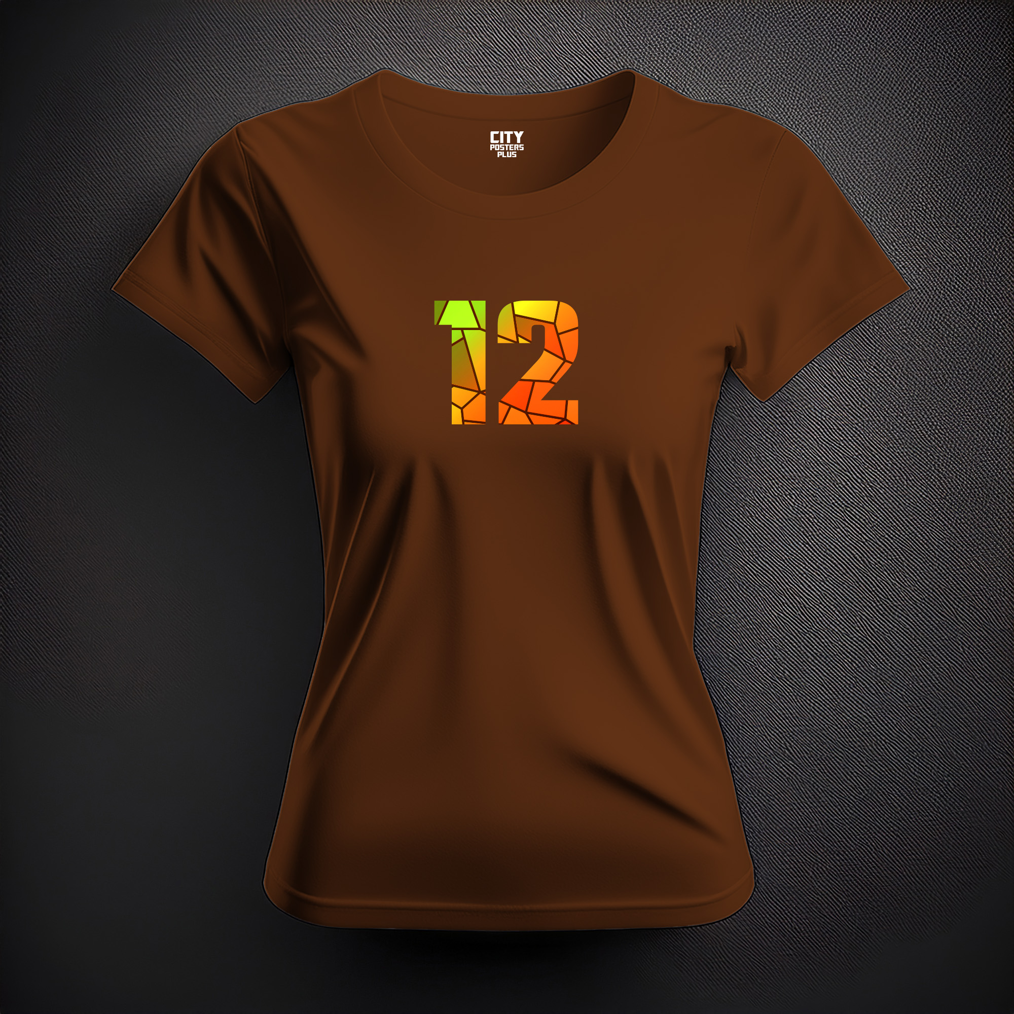 12 Number Women T-Shirt (Brown)
