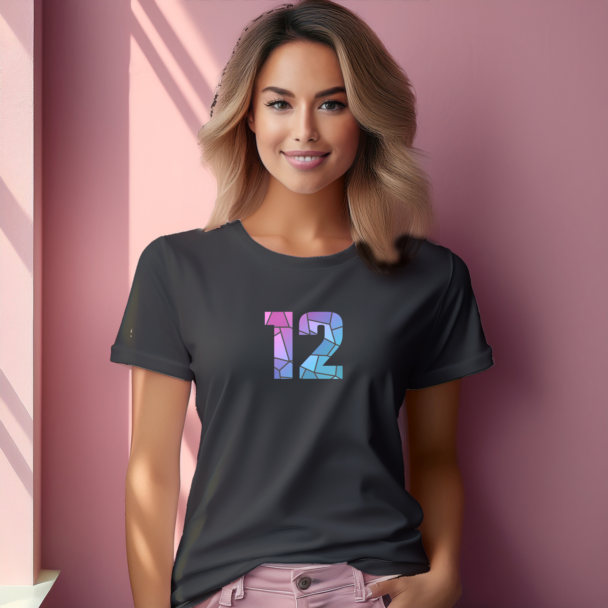 12 Number Women T-Shirt (Charcoal Grey)