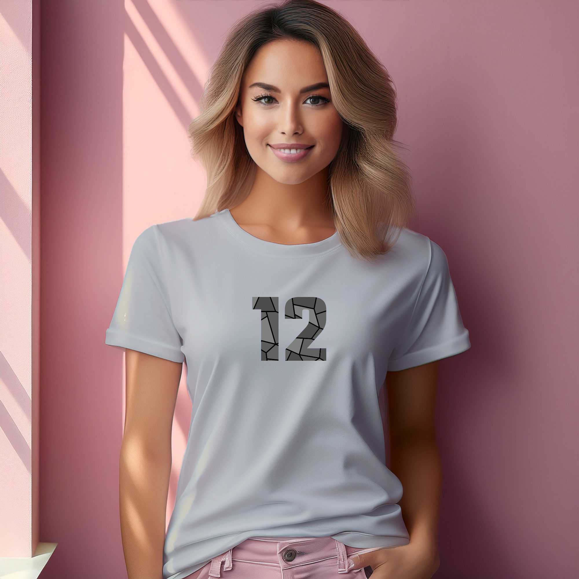 12 Number Women T-Shirt (Melange Grey)
