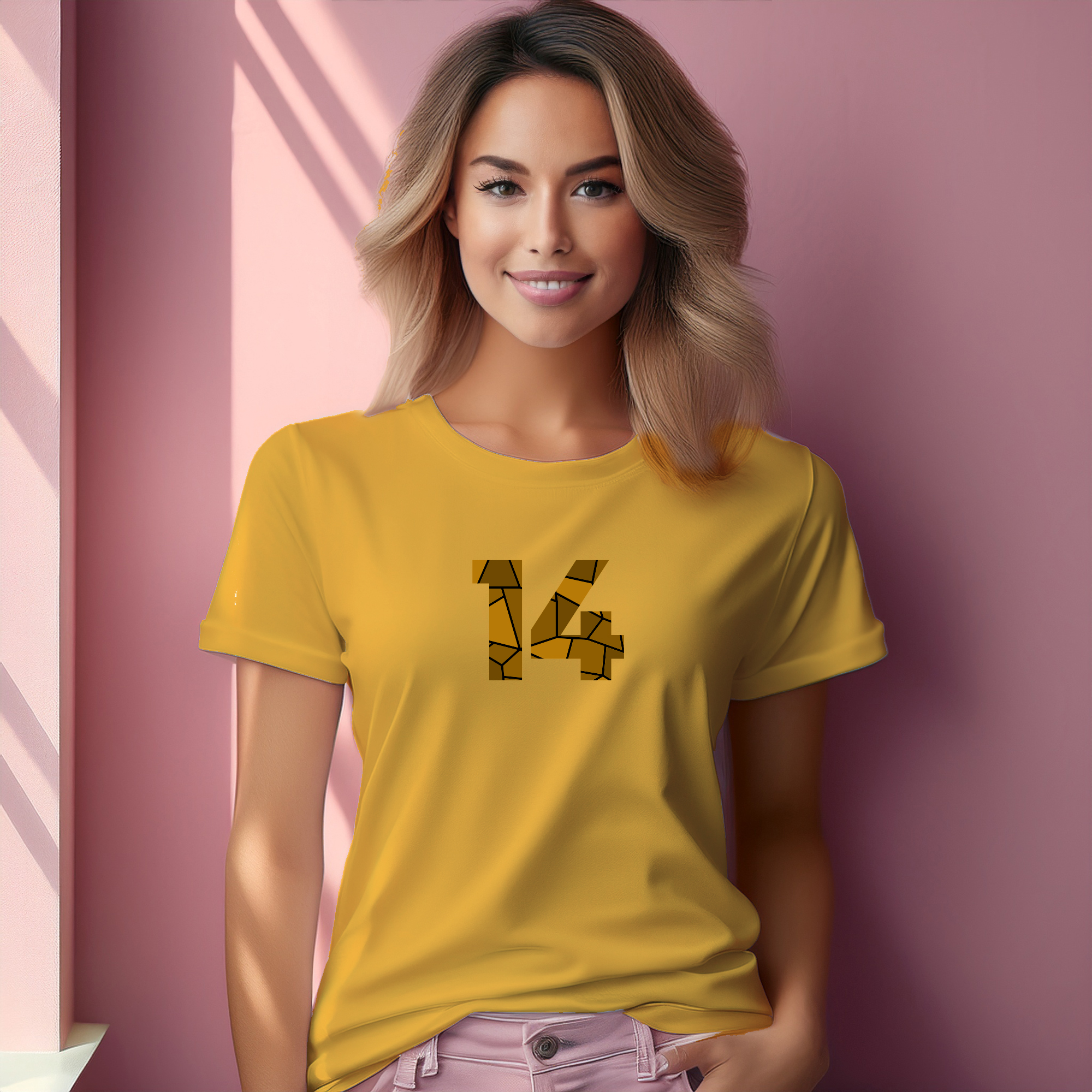 14 Number Women T-Shirt (Golden Yellow)