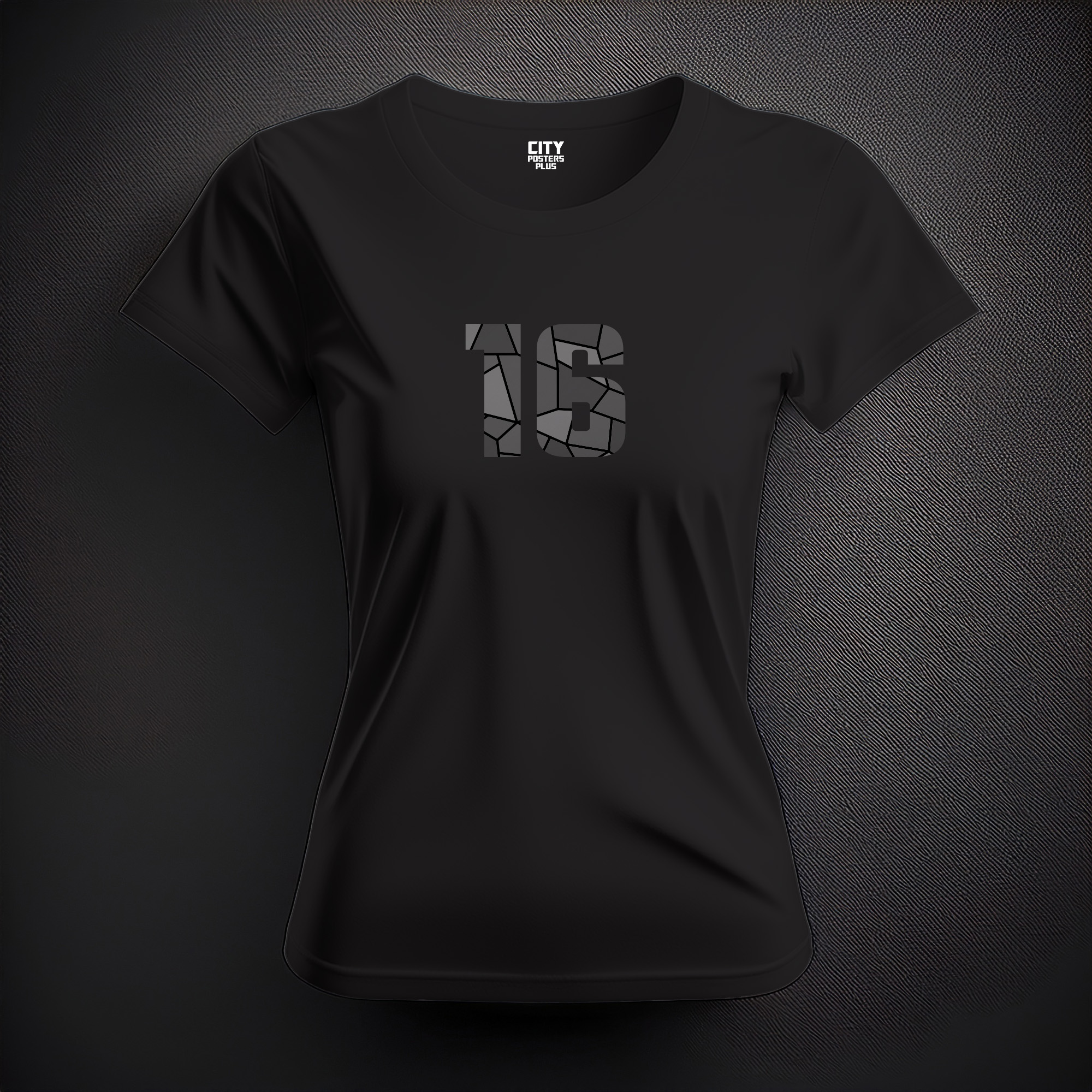 16 Number Women T-Shirt (Black)