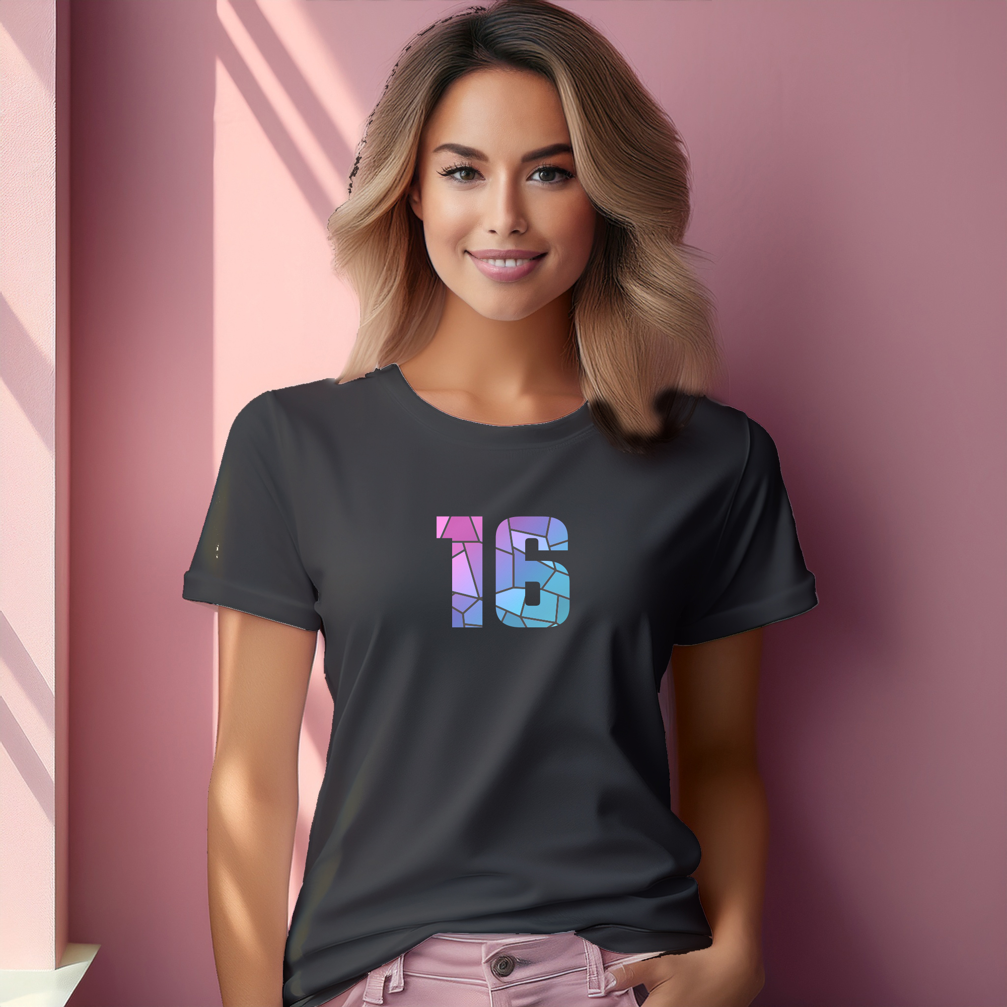 16 Number Women T-Shirt (Charcoal Grey)
