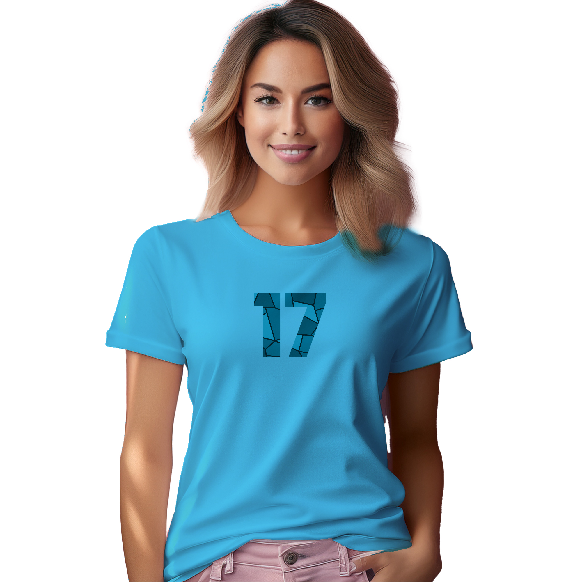 17 Number Women T-Shirt (Sky Blue) | 360 Fog Plus