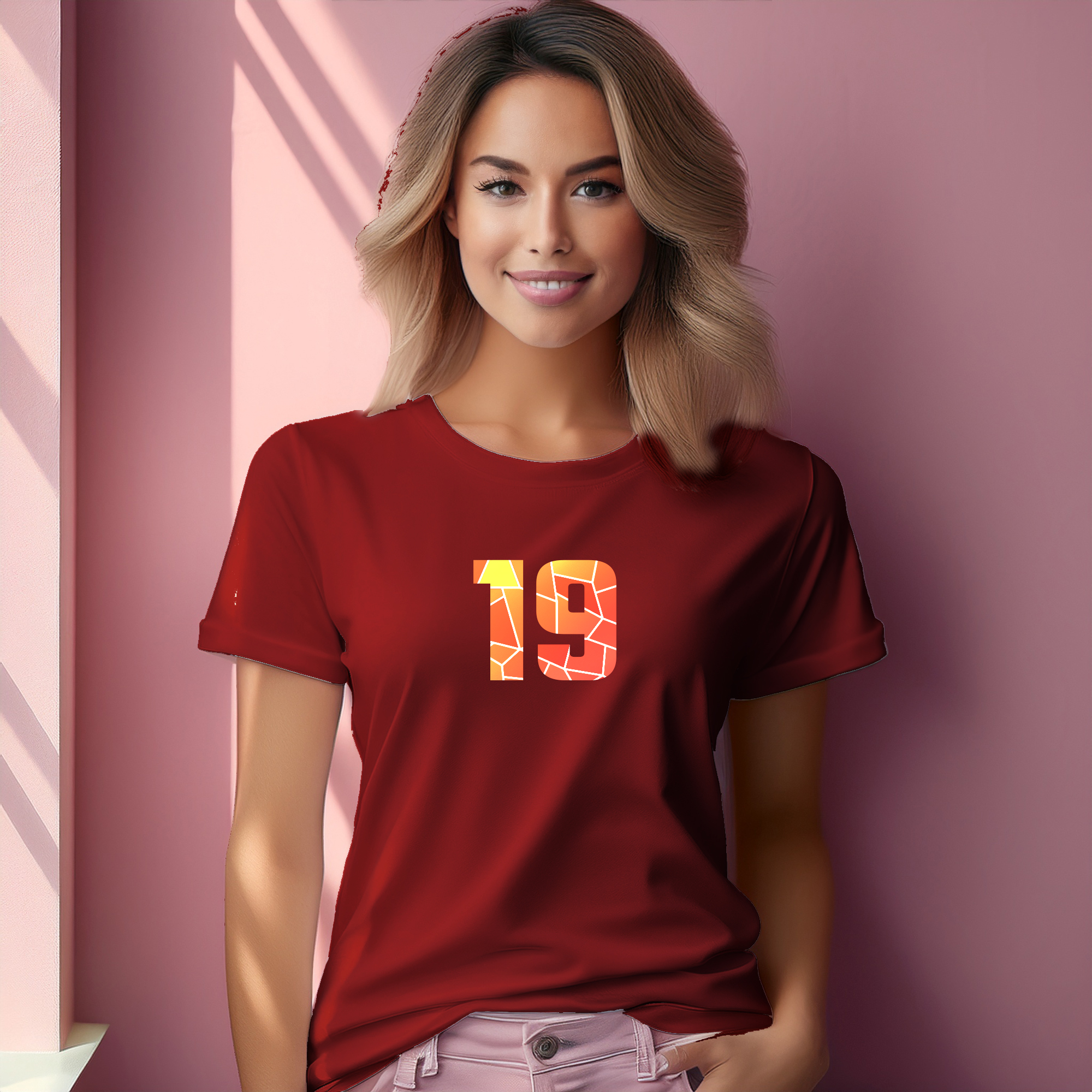 19 Number Women T-Shirt (Red)