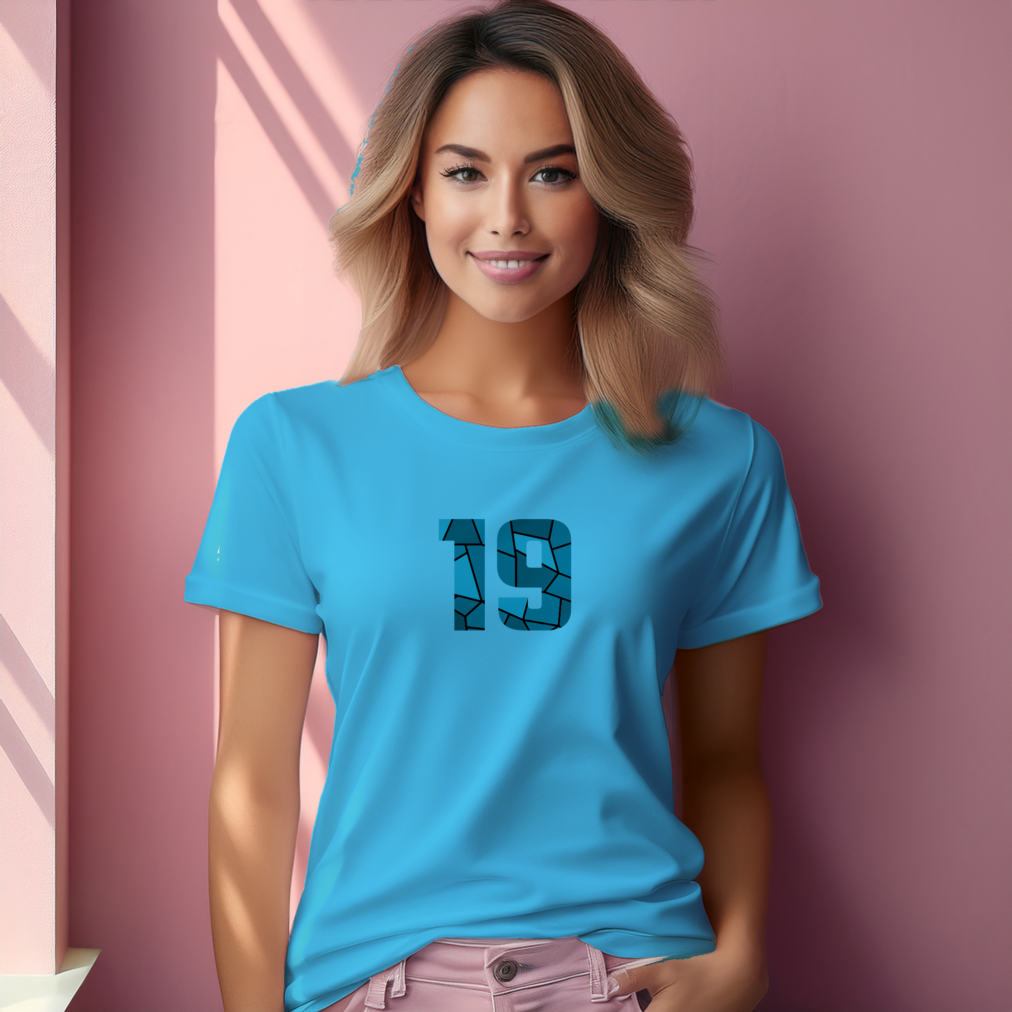 19 Number Women T-Shirt (Sky Blue)