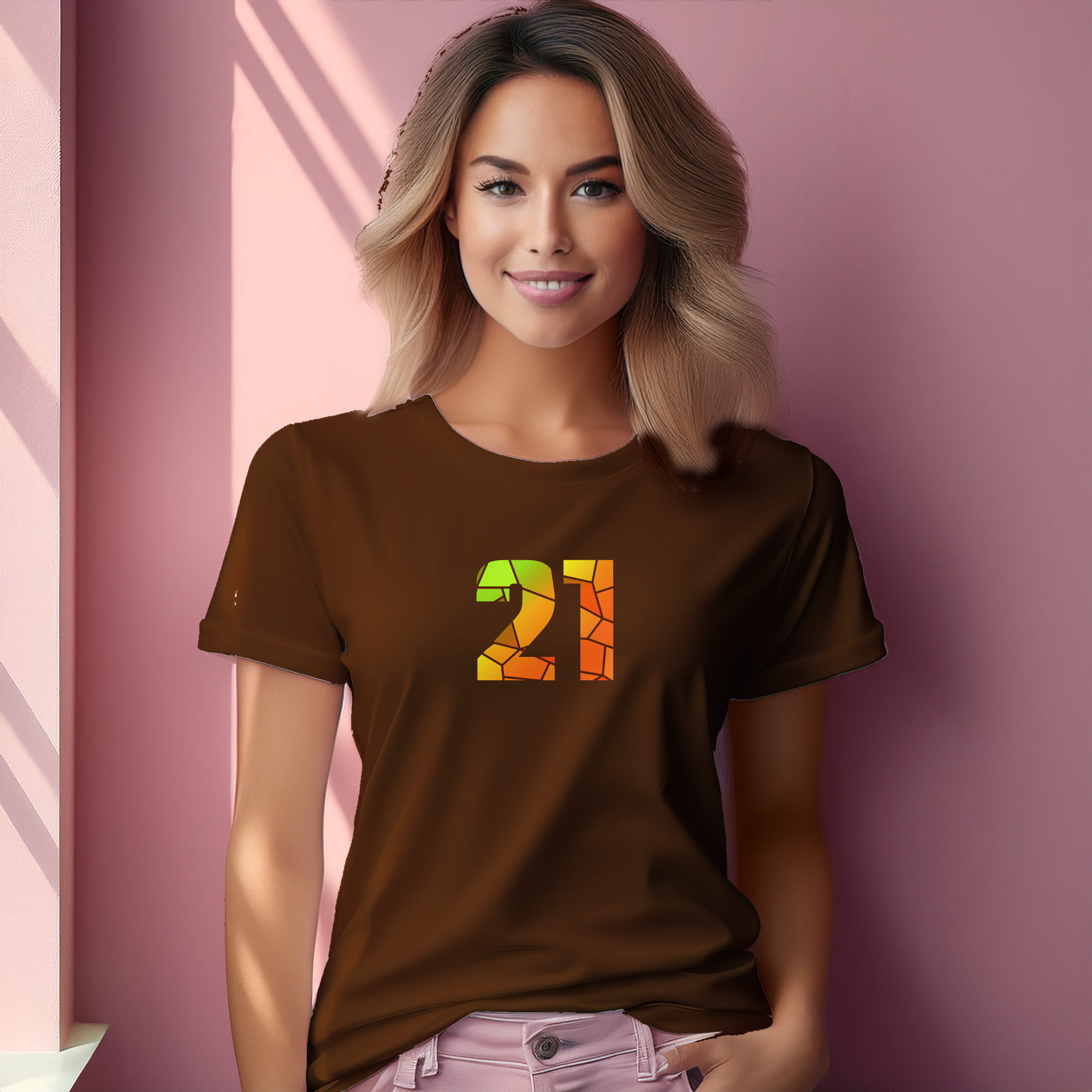 21 Number Women T-Shirt (Brown)