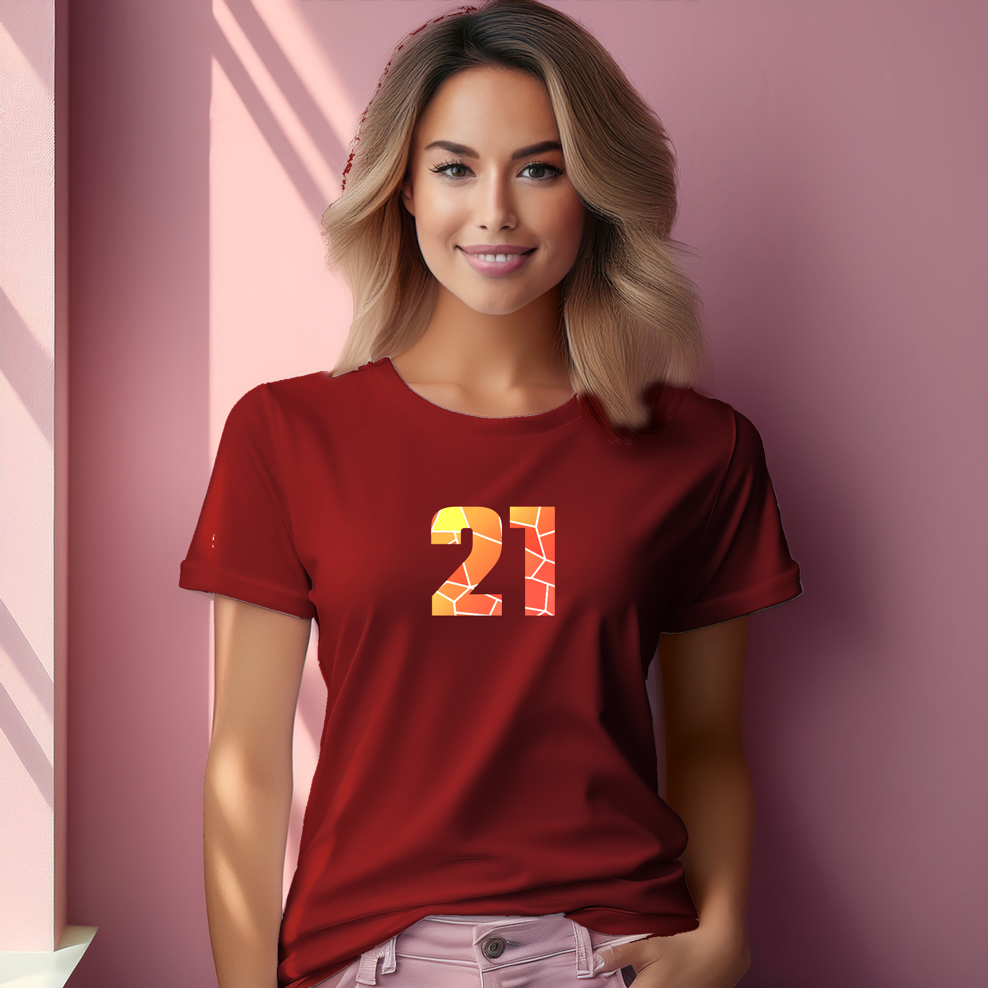 21 Number Women T-Shirt (Red)