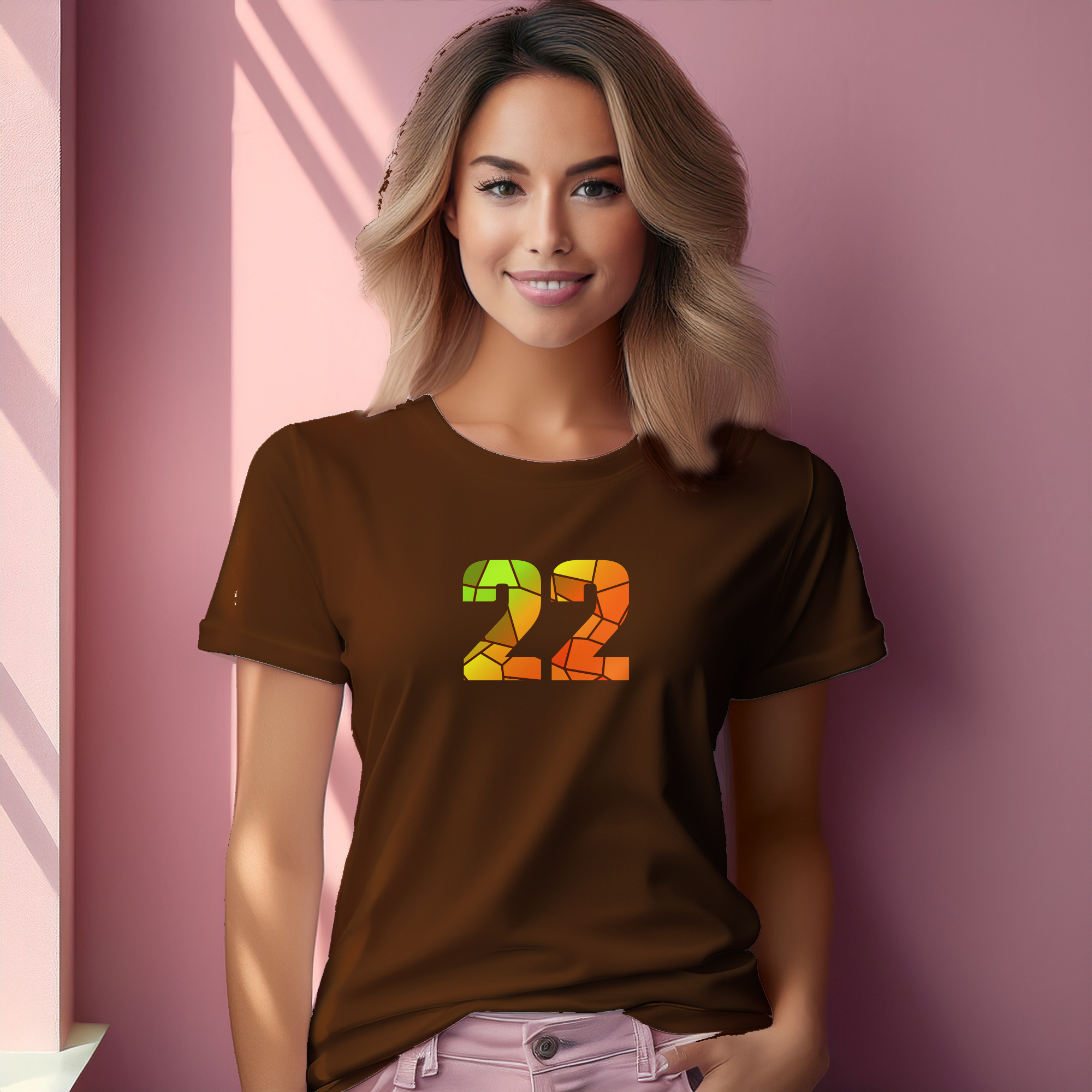 22 Number Women T-Shirt (Brown)