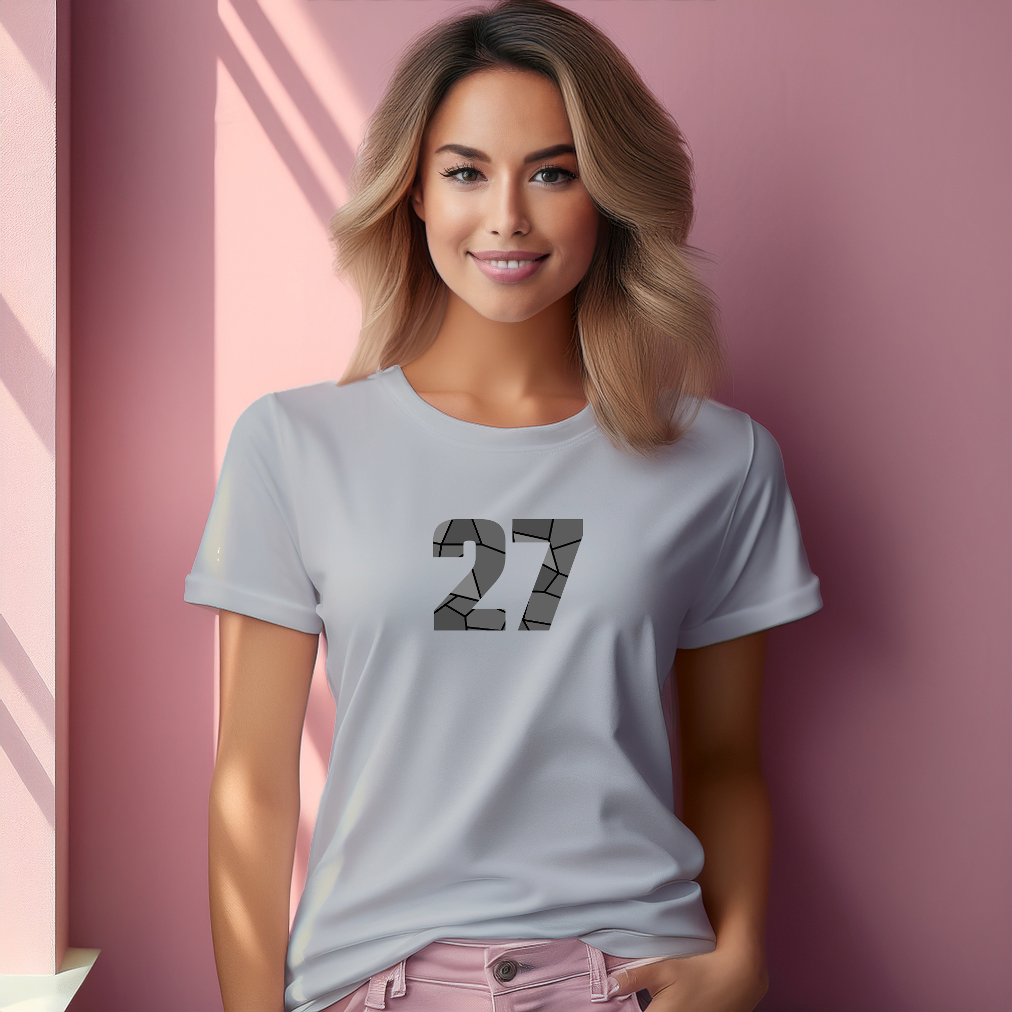 27 Number Women T-Shirt (Melange Grey)