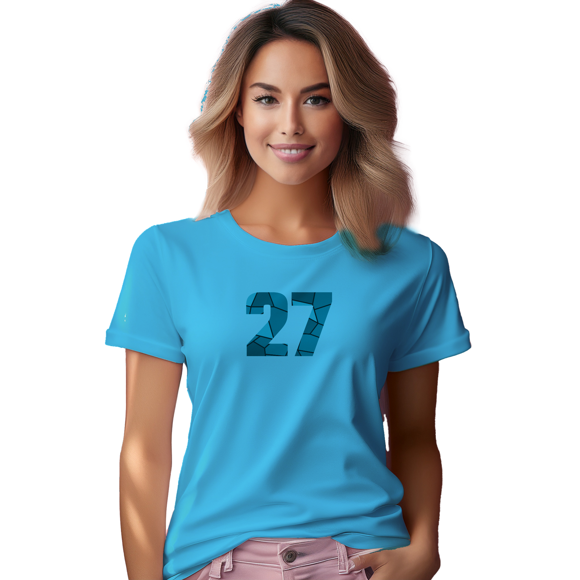 27 Number Women T-Shirt (Sky Blue) | 360 Fog Plus