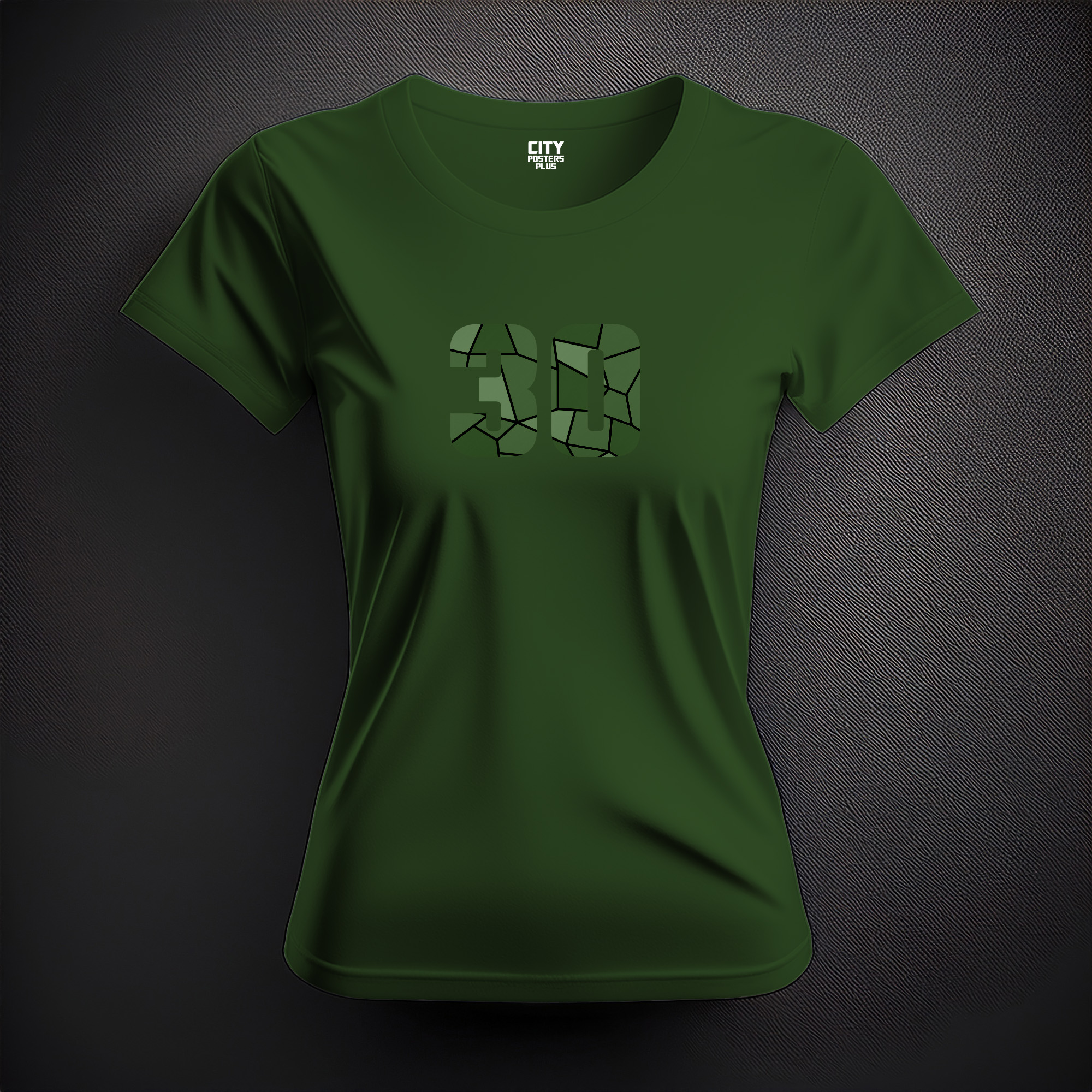 30 Number Women T-Shirt (Olive Green)