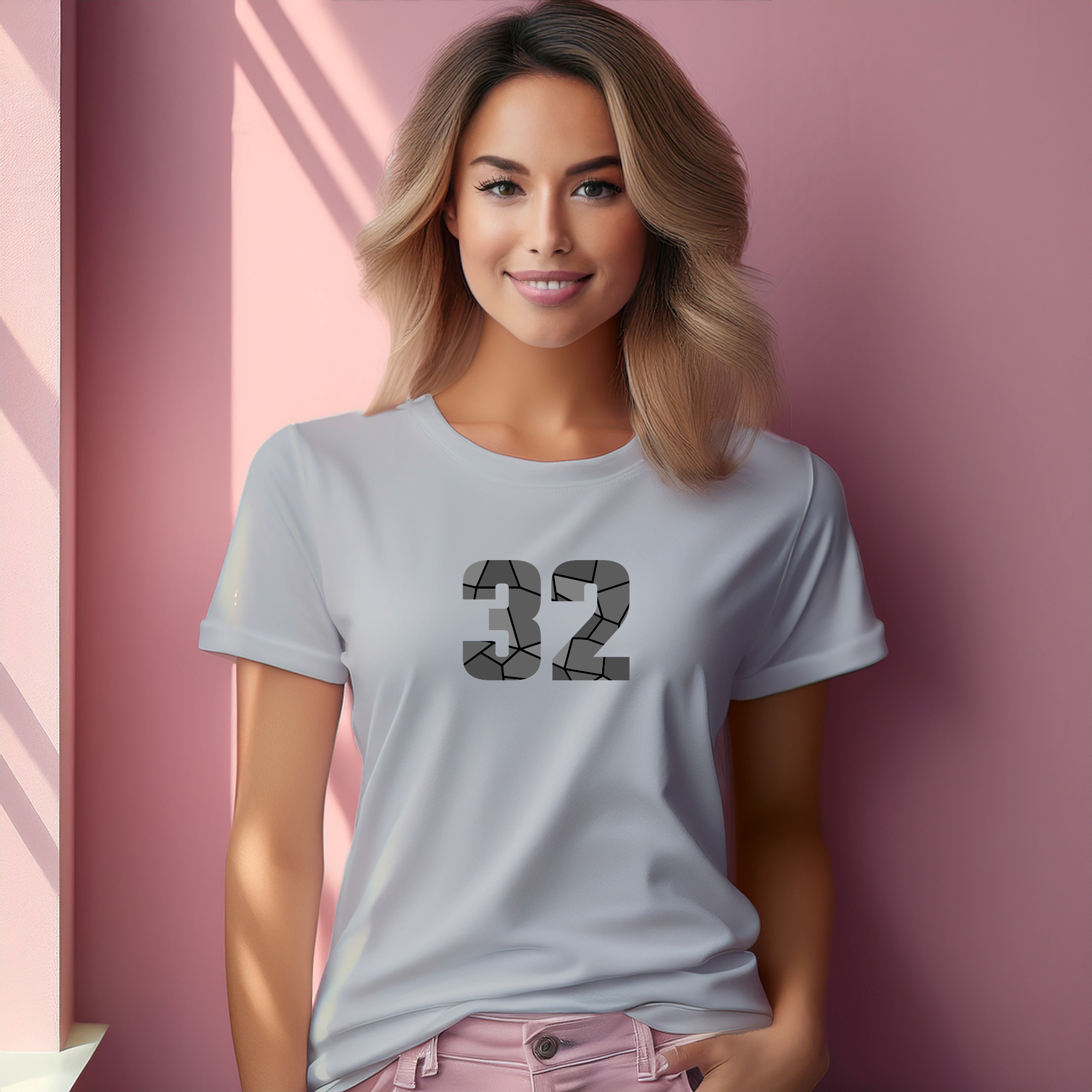 32 Number Women T-Shirt (Melange Grey)