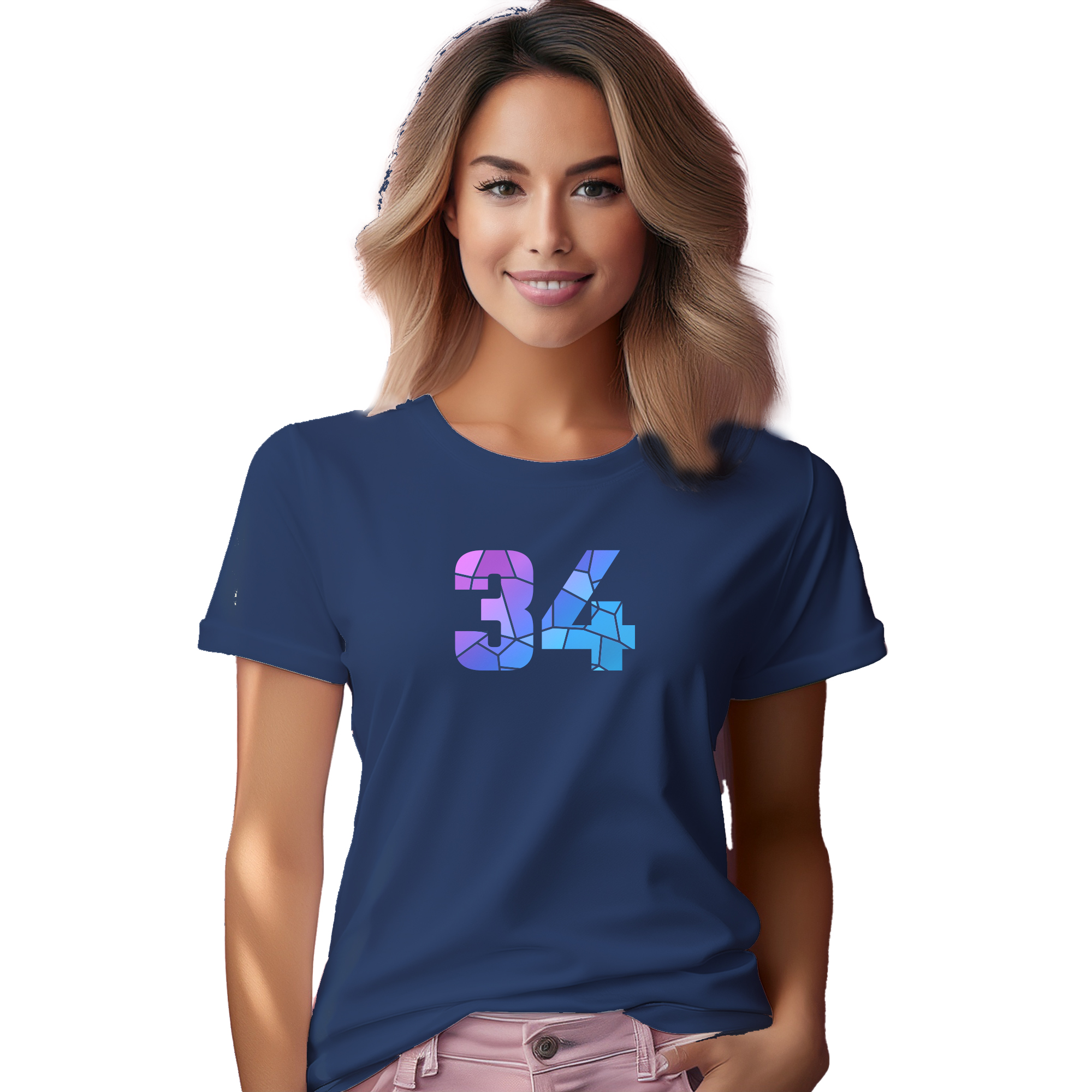 34 Number Women T-Shirt (Navy Blue) | 360 Fog Plus