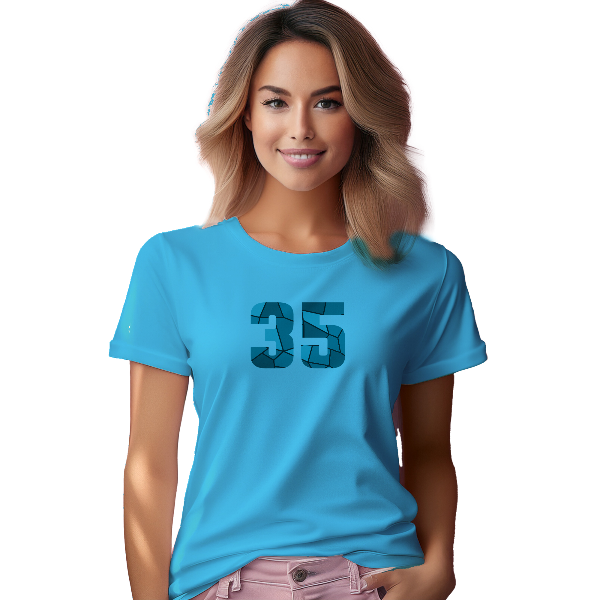 35 Number Women T-Shirt (Sky Blue) | 360 Fog Plus