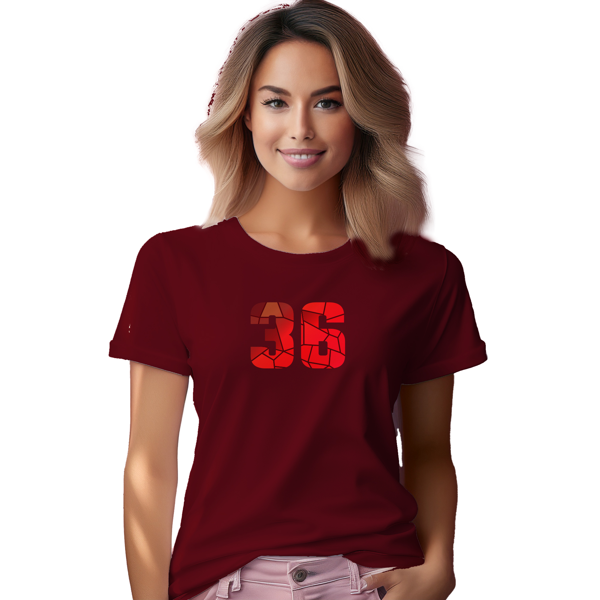 36 Number Women T-Shirt (Maroon) | 360 Fog Plus