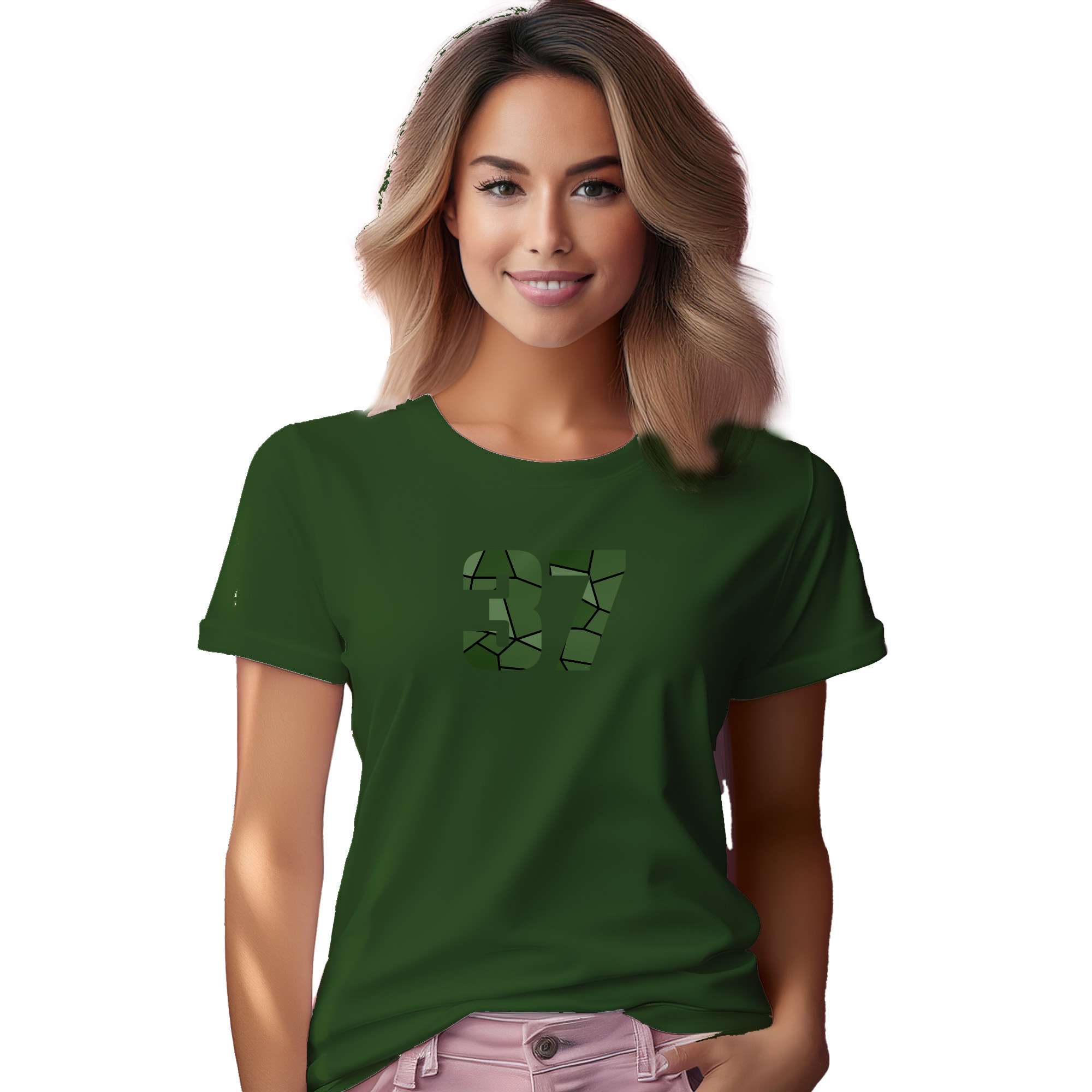 37 Number Women T-Shirt (Olive Green) | 360 Fog Plus