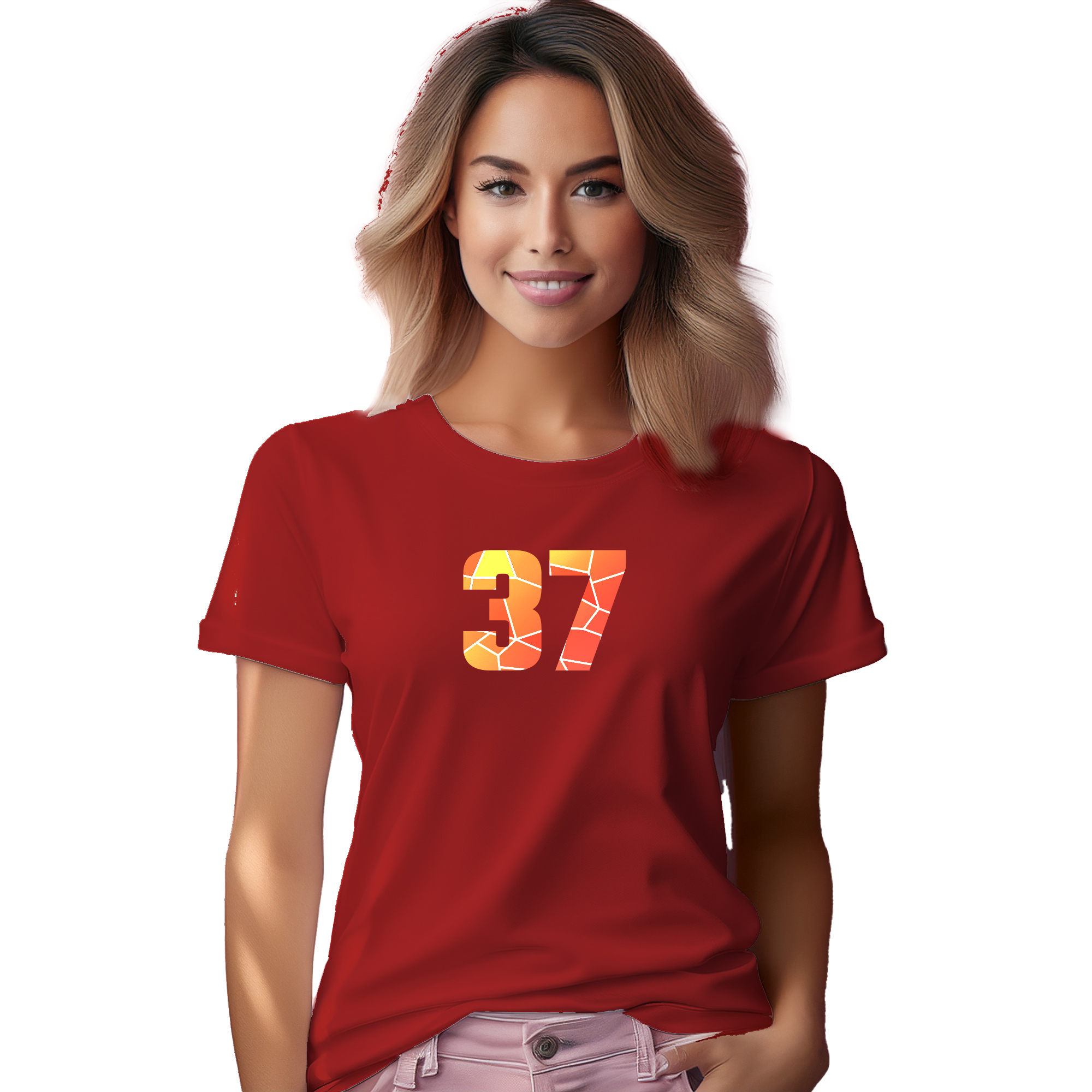 37 Number Women T-Shirt (Red) | 360 Fog Plus