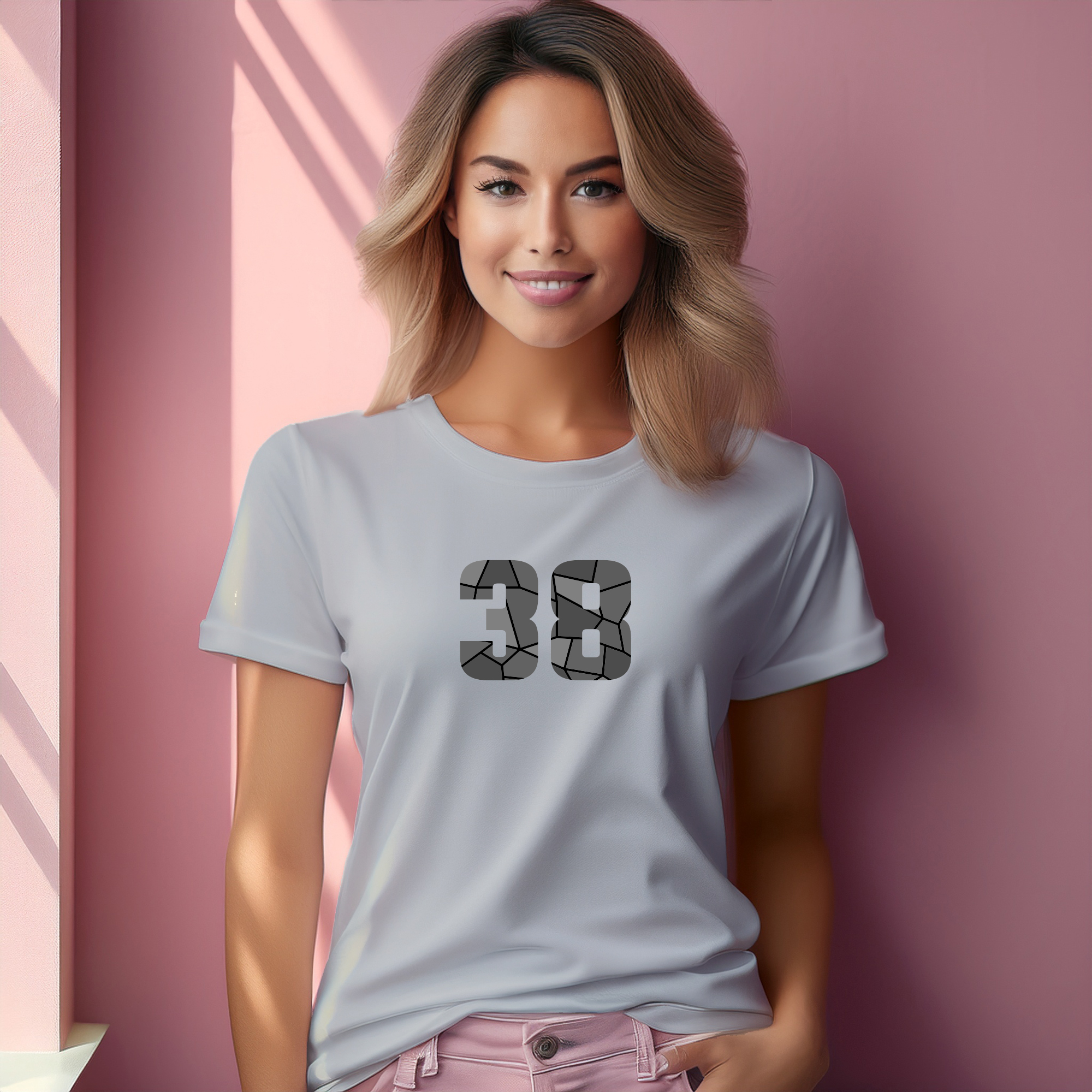 38 Number Women T-Shirt (Melange Grey)