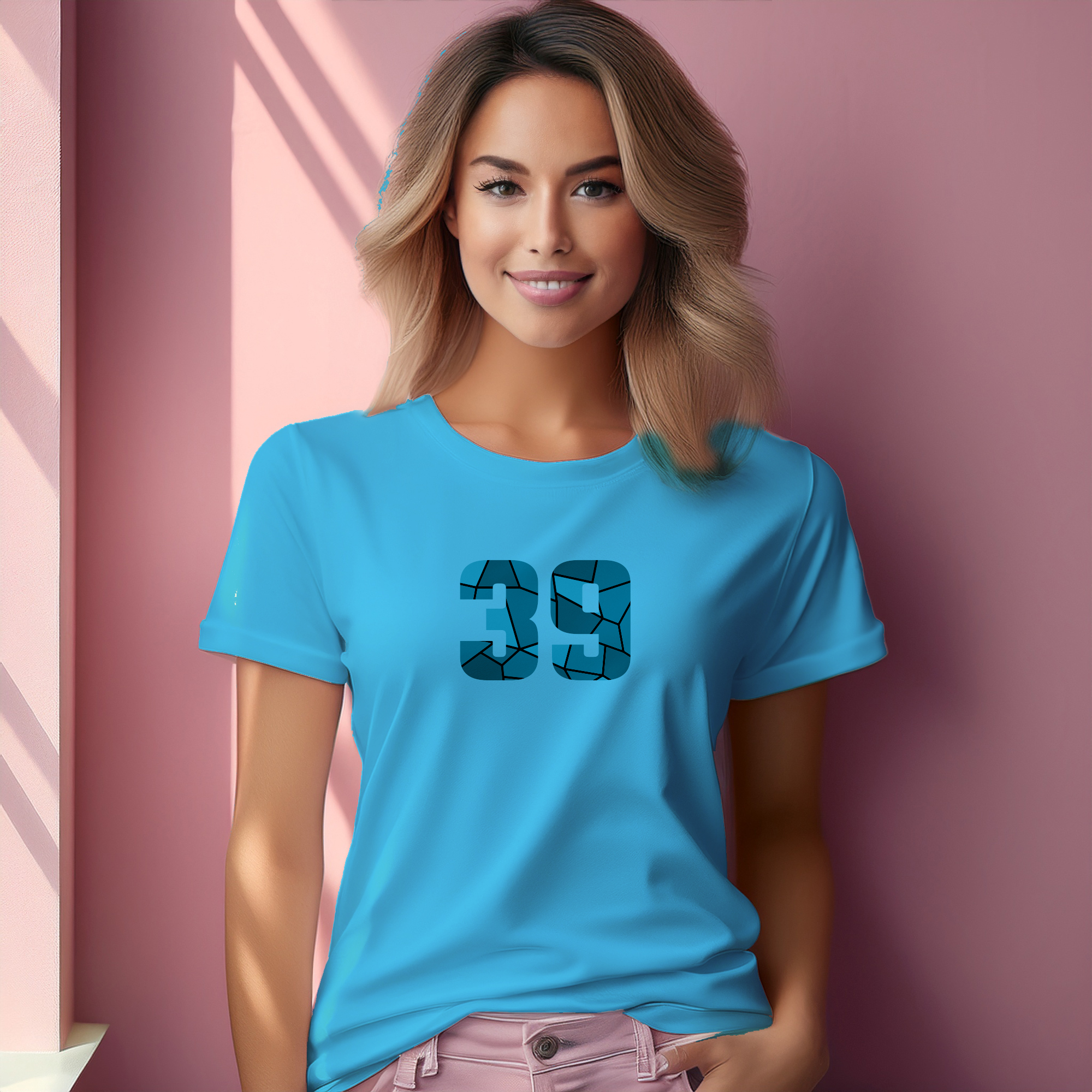 39 Number Women T-Shirt (Sky Blue)