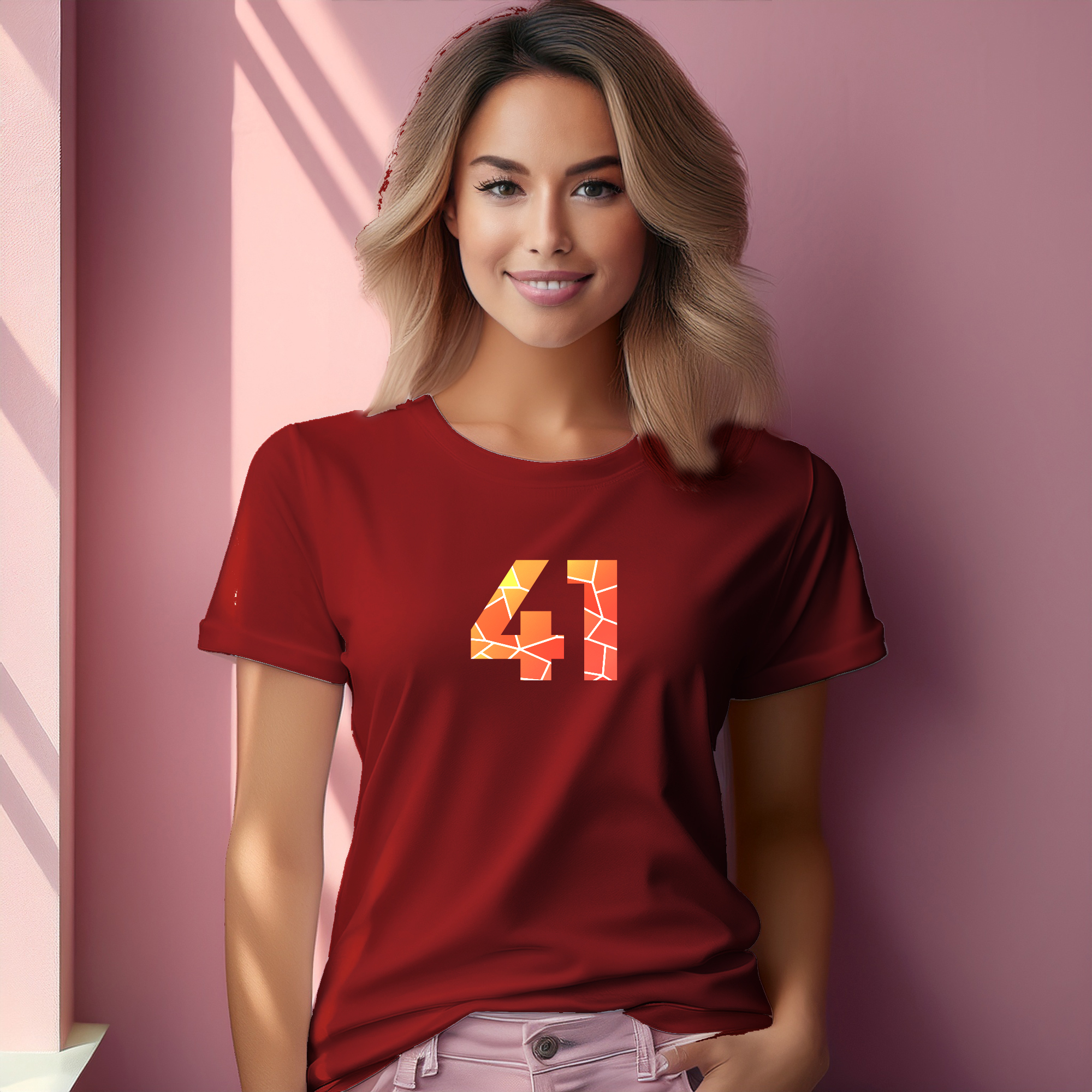 41 Number Women T-Shirt (Red)