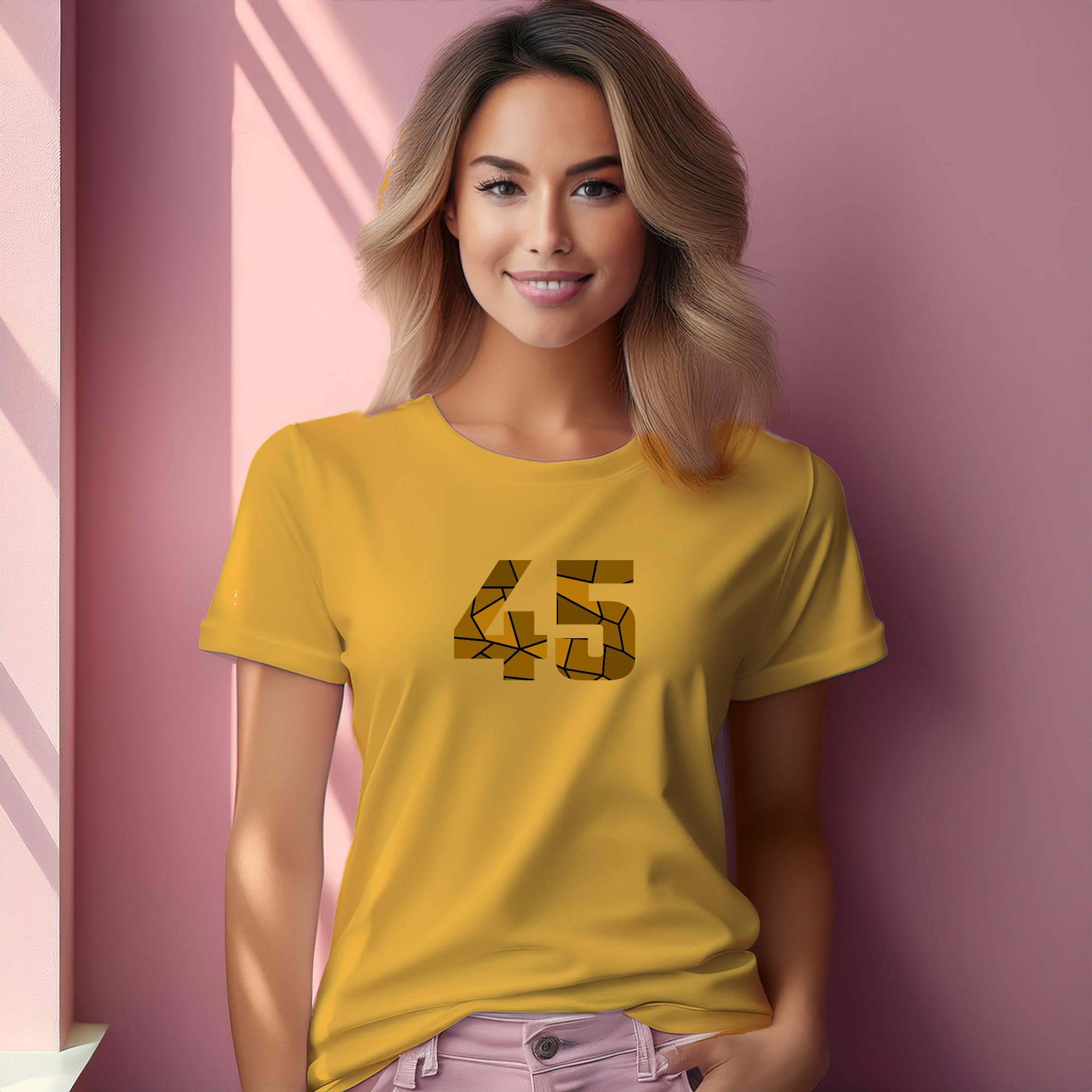 45 Number Women T-Shirt (Golden Yellow)